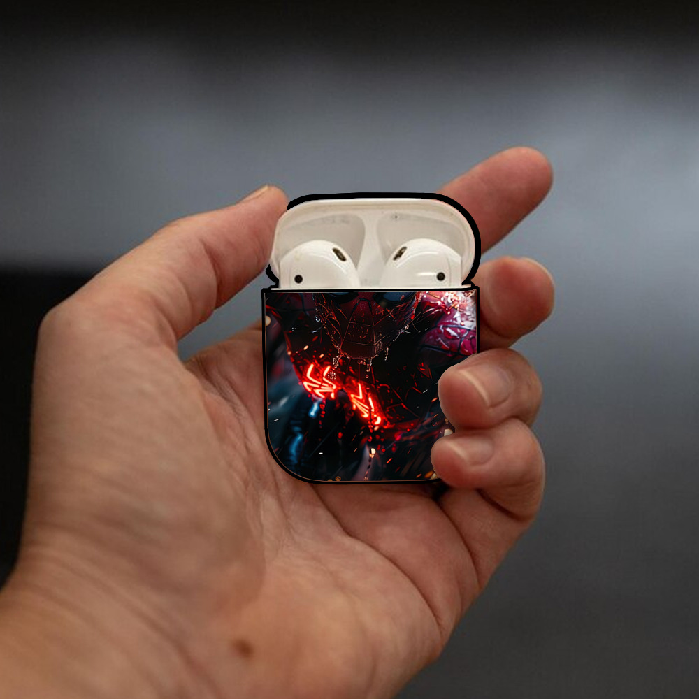 Spider Man スパイダーマン AirPods 第2世代保護ケース ハードシェル ブラック 耐衝撃・防指紋・カラビナ付き