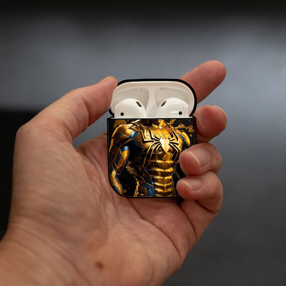 Spider Man スパイダーマン AirPods 第2世代保護ケース ハードシェル ブラック 耐衝撃・防指紋・カラビナ付き
