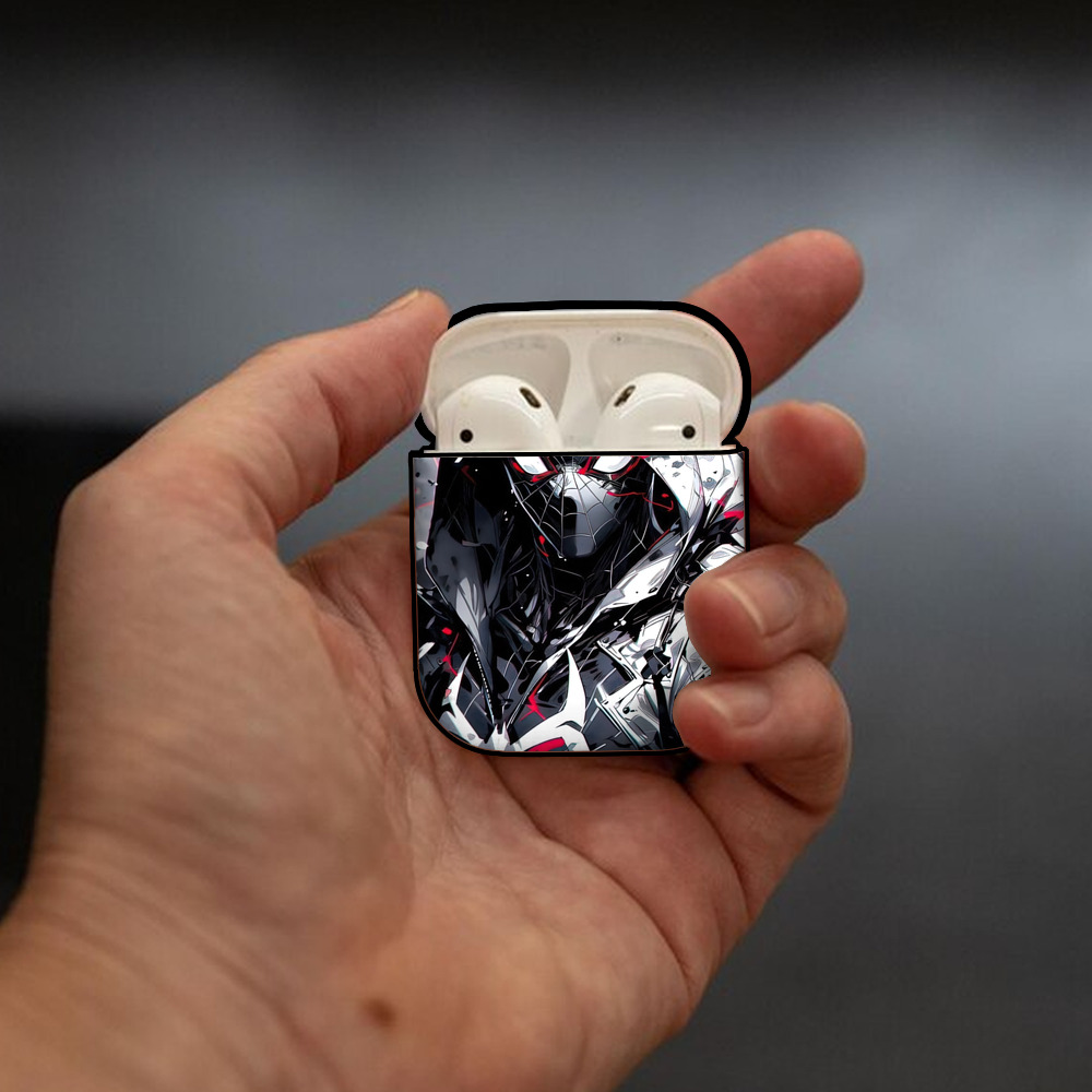 Spider Man スパイダーマン AirPods 第2世代保護ケース ハードシェル ブラック 耐衝撃・防指紋・カラビナ付き