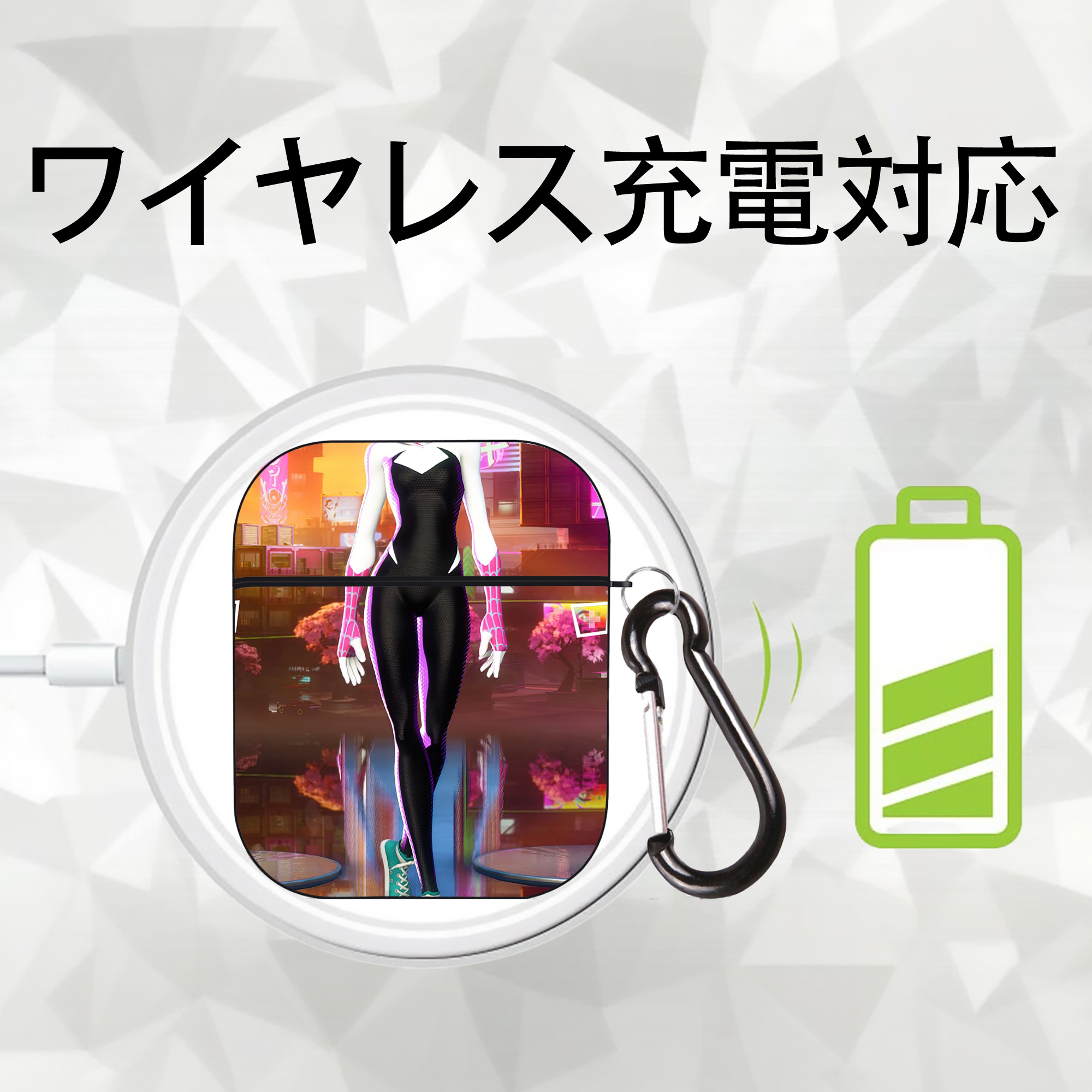 Spider Man スパイダーマン AirPods 第2世代保護ケース ハードシェル ブラック 耐衝撃・防指紋・カラビナ付き