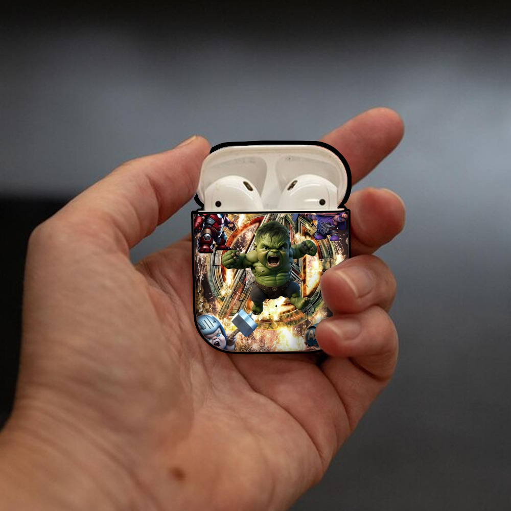 Spider Man スパイダーマン AirPods 第2世代保護ケース ハードシェル ブラック 耐衝撃・防指紋・カラビナ付き