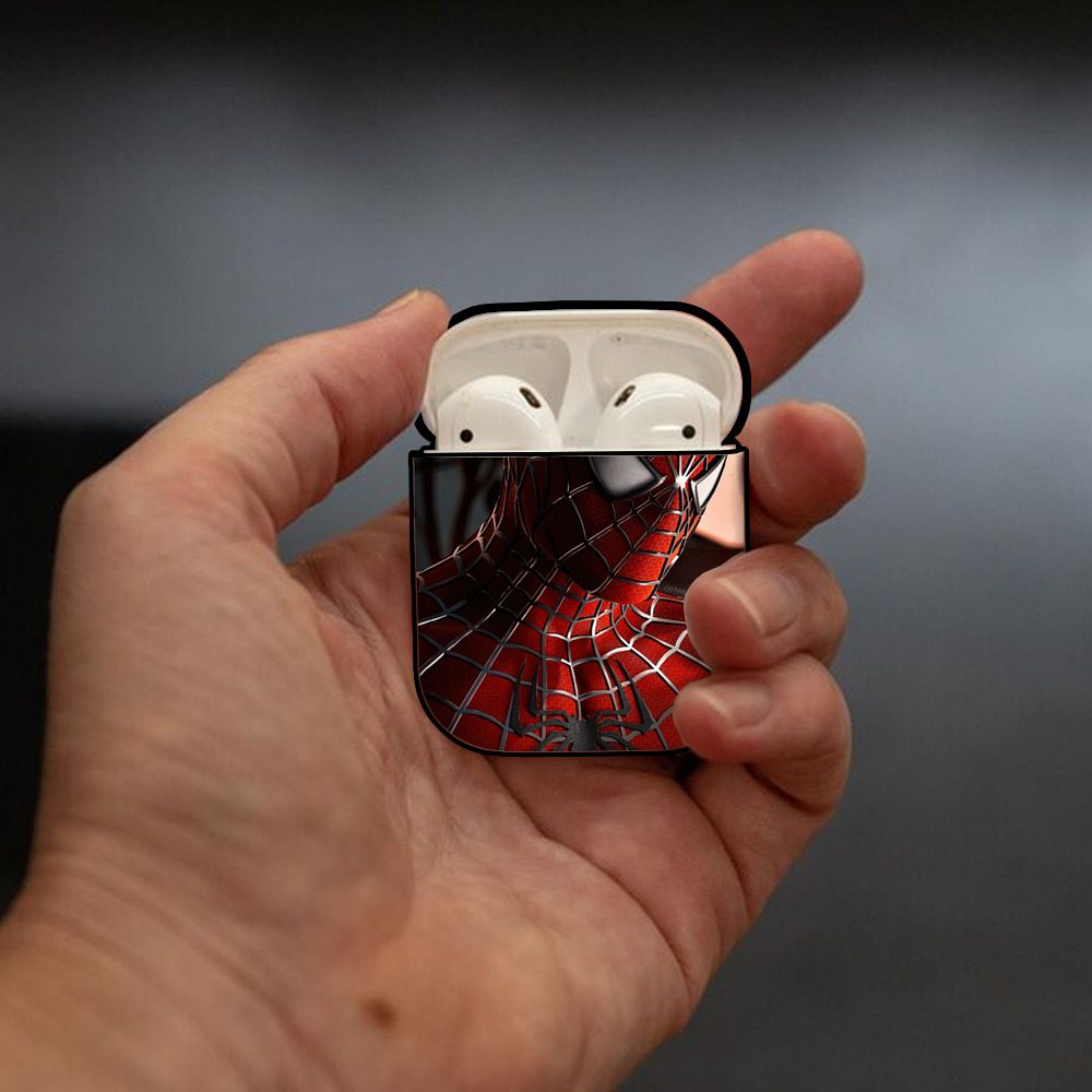 Spider Man スパイダーマン AirPods 第2世代保護ケース ハードシェル ブラック 耐衝撃・防指紋・カラビナ付き