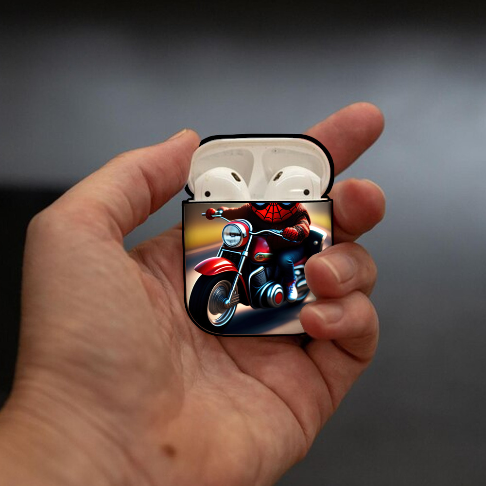 Spider Man スパイダーマン AirPods 第2世代保護ケース ハードシェル ブラック 耐衝撃・防指紋・カラビナ付き