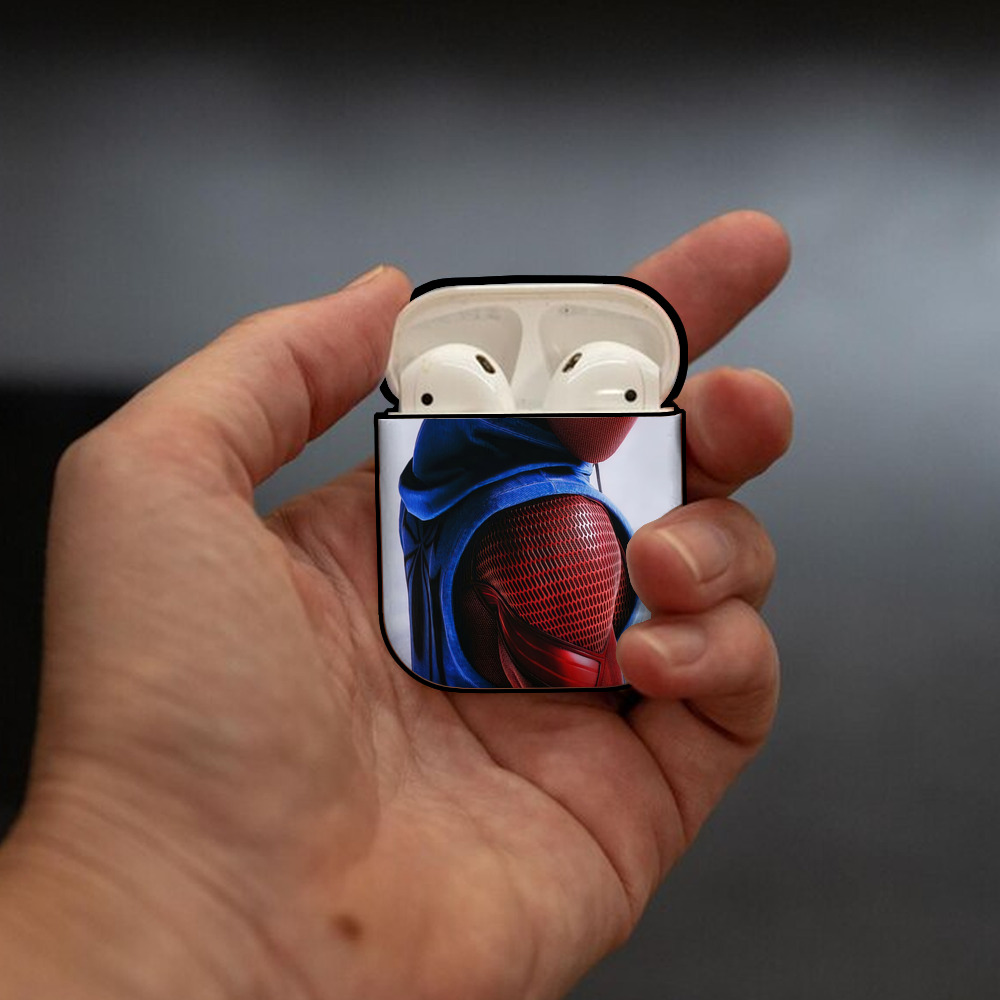 Spider Man スパイダーマン AirPods 第2世代保護ケース ハードシェル ブラック 耐衝撃・防指紋・カラビナ付き