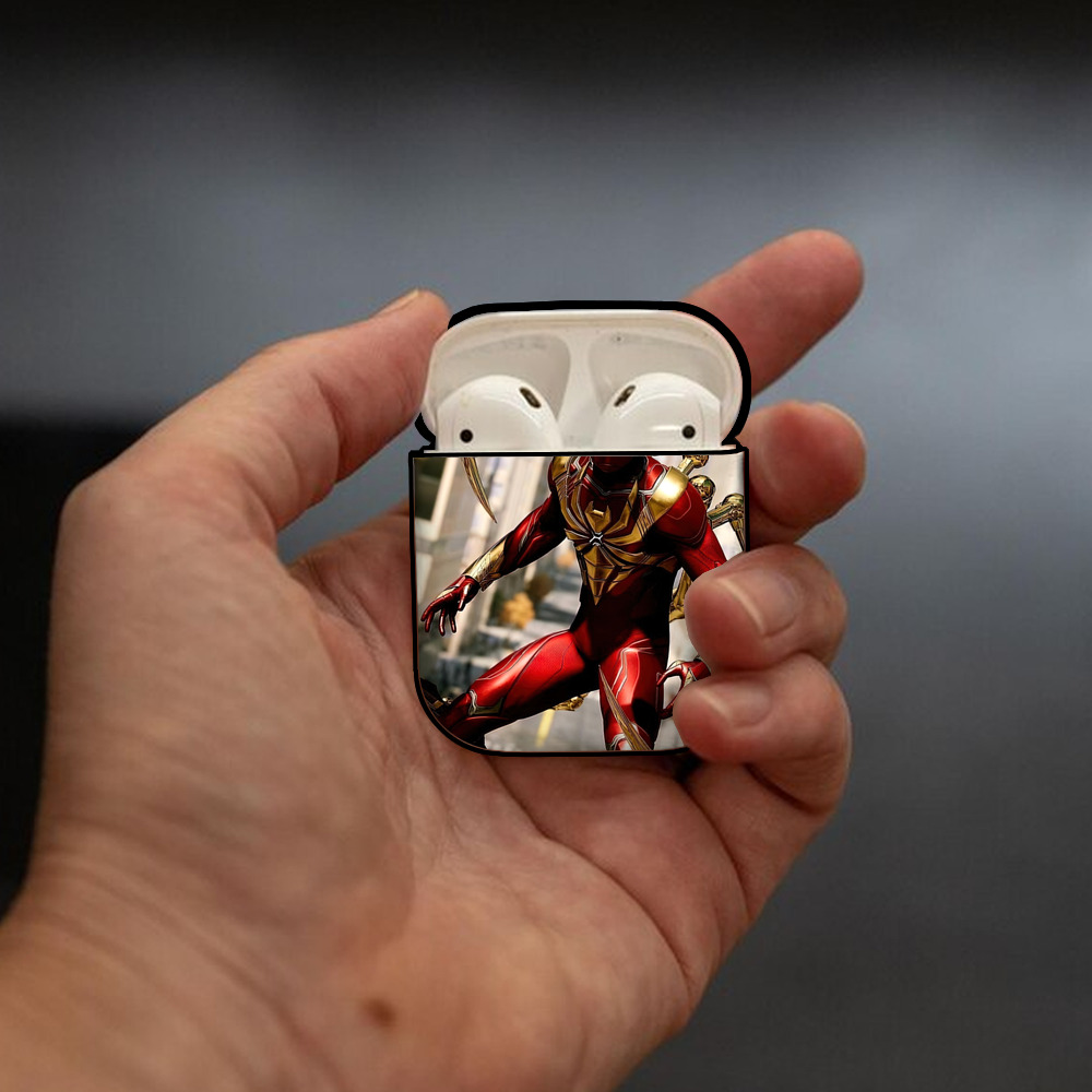 Spider Man スパイダーマン AirPods 第2世代保護ケース ハードシェル ブラック 耐衝撃・防指紋・カラビナ付き