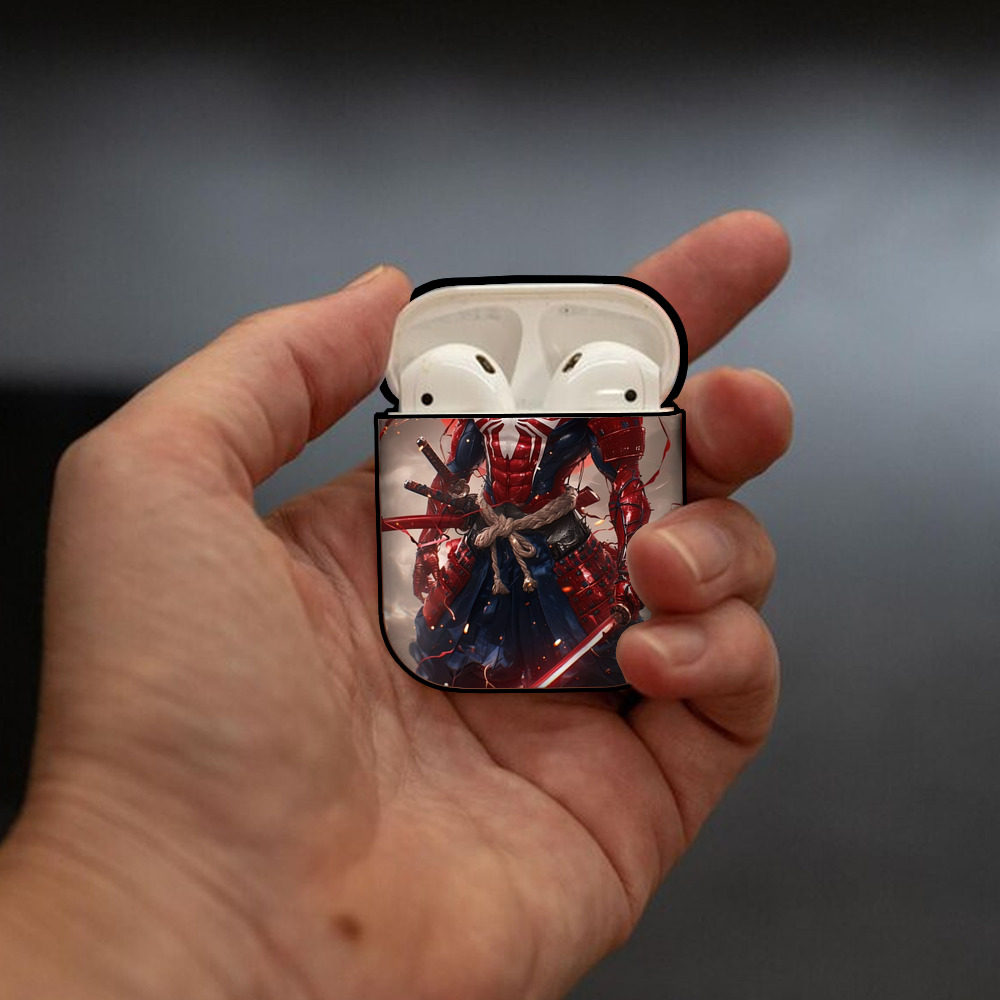 Spider Man スパイダーマン AirPods 第2世代保護ケース ハードシェル ブラック 耐衝撃・防指紋・カラビナ付き