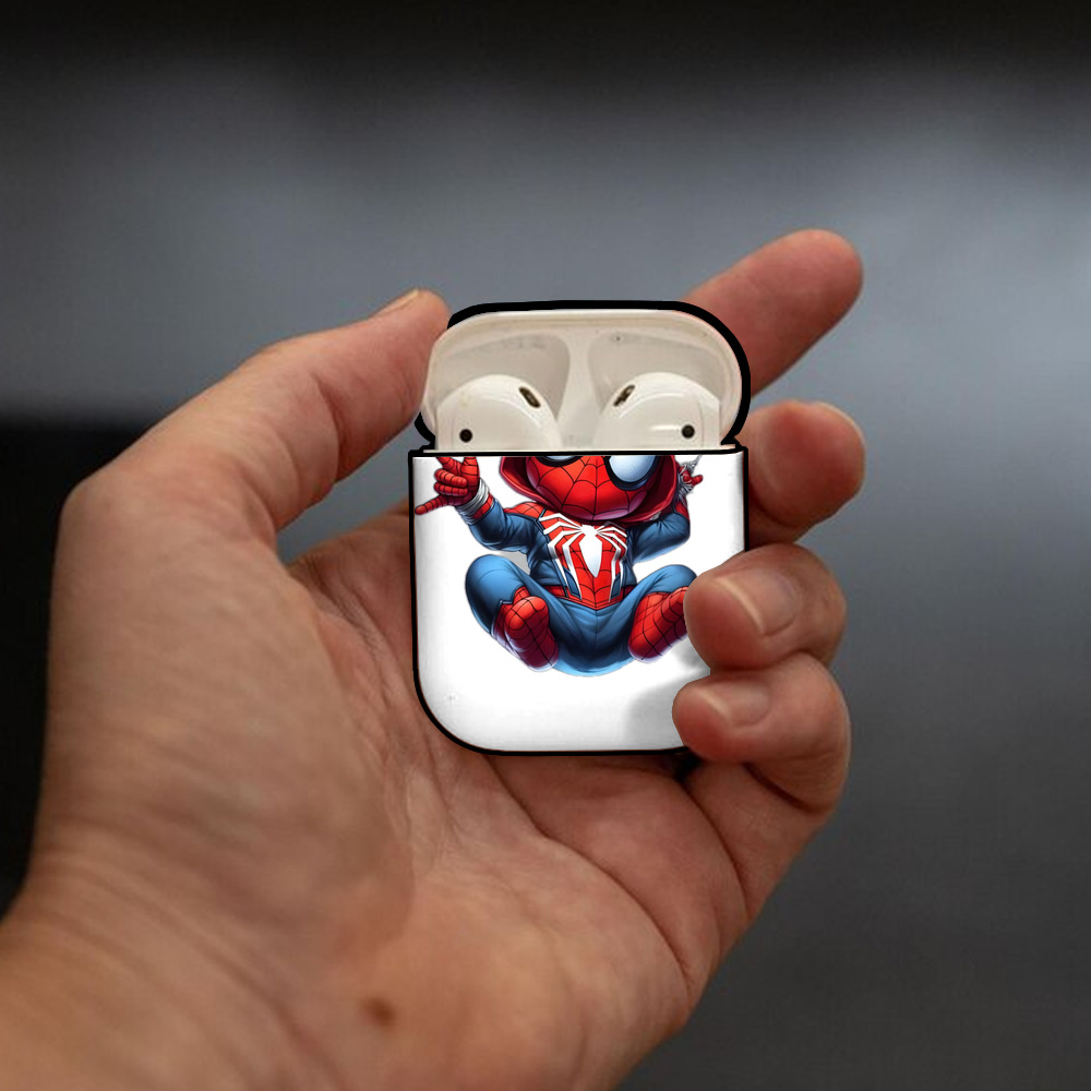 Spider Man スパイダーマン AirPods 第2世代保護ケース ハードシェル ブラック 耐衝撃・防指紋・カラビナ付き
