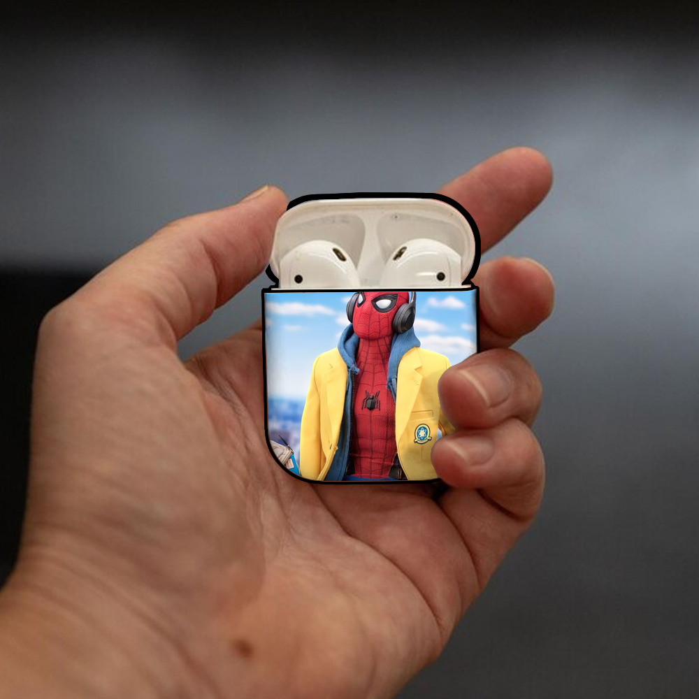 Spider Man スパイダーマン AirPods 第2世代保護ケース ハードシェル ブラック 耐衝撃・防指紋・カラビナ付き
