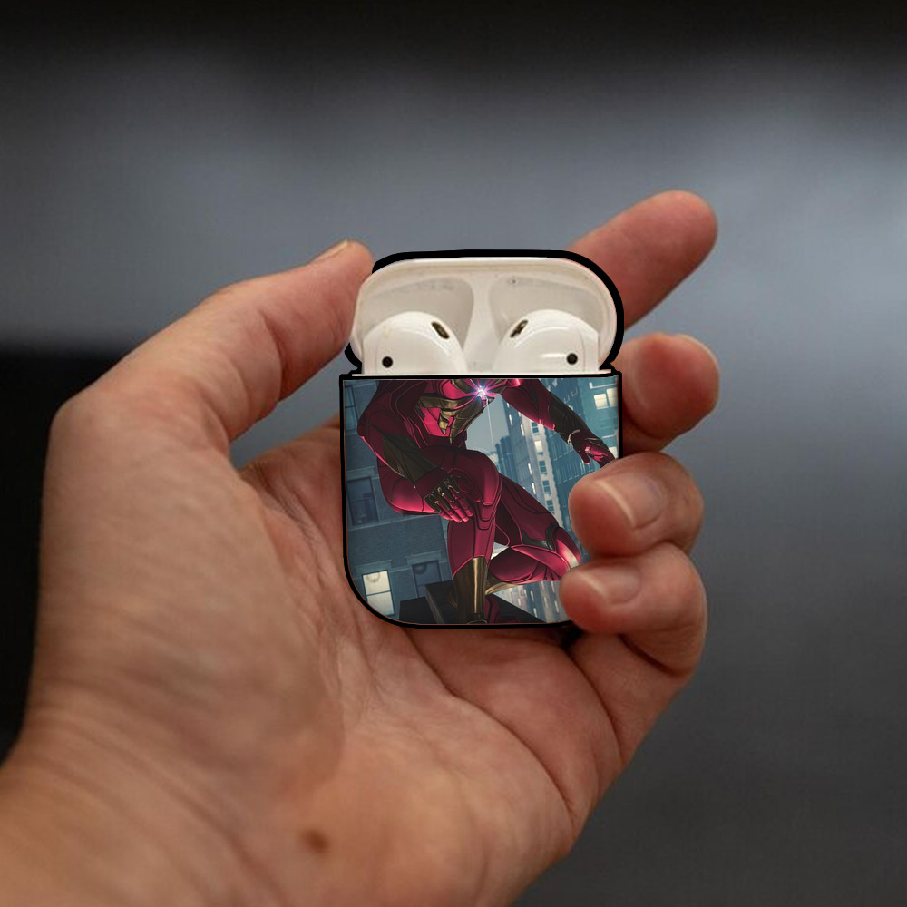 Spider Man スパイダーマン AirPods 第2世代保護ケース ハードシェル ブラック 耐衝撃・防指紋・カラビナ付き