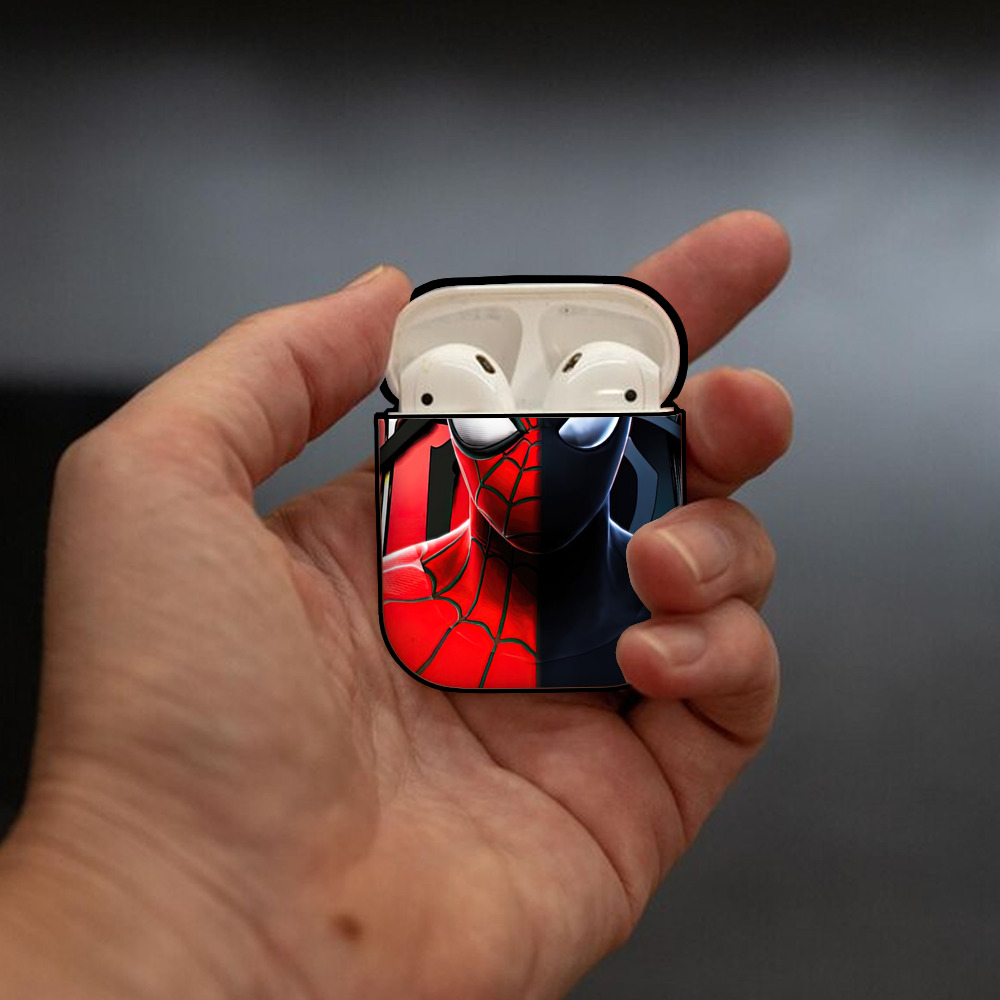 Spider Man スパイダーマン AirPods 第2世代保護ケース ハードシェル ブラック 耐衝撃・防指紋・カラビナ付き
