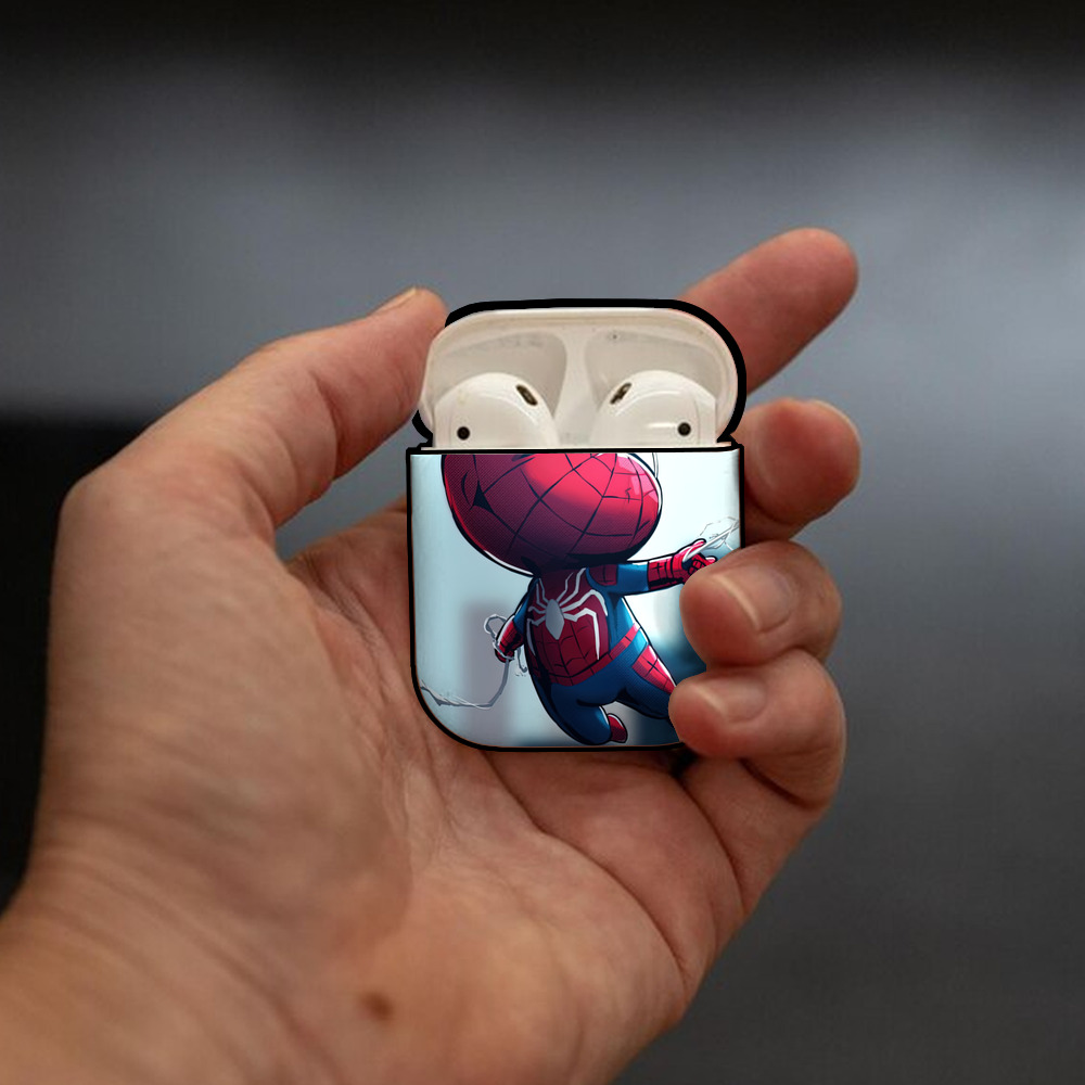 Spider Man スパイダーマン AirPods 第2世代保護ケース ハードシェル ブラック 耐衝撃・防指紋・カラビナ付き