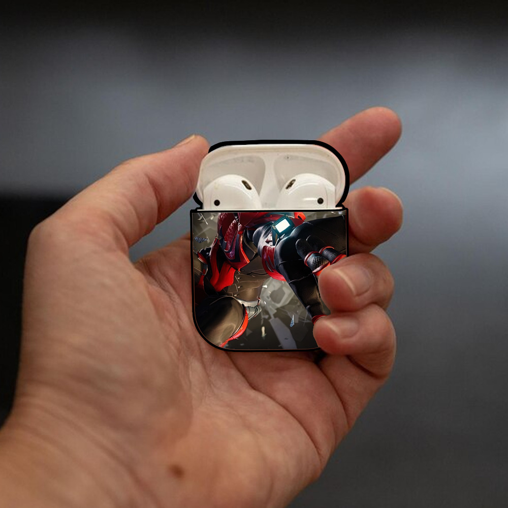 Spider Man スパイダーマン AirPods 第2世代保護ケース ハードシェル ブラック 耐衝撃・防指紋・カラビナ付き