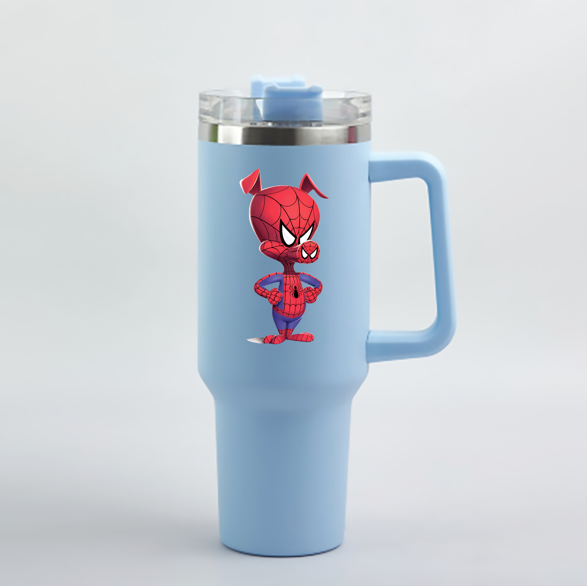 （画像用） Spider Man スパイダーマン 1200mL車用タンブラー - クリスタルステッカー（プラスチックストロー付き）