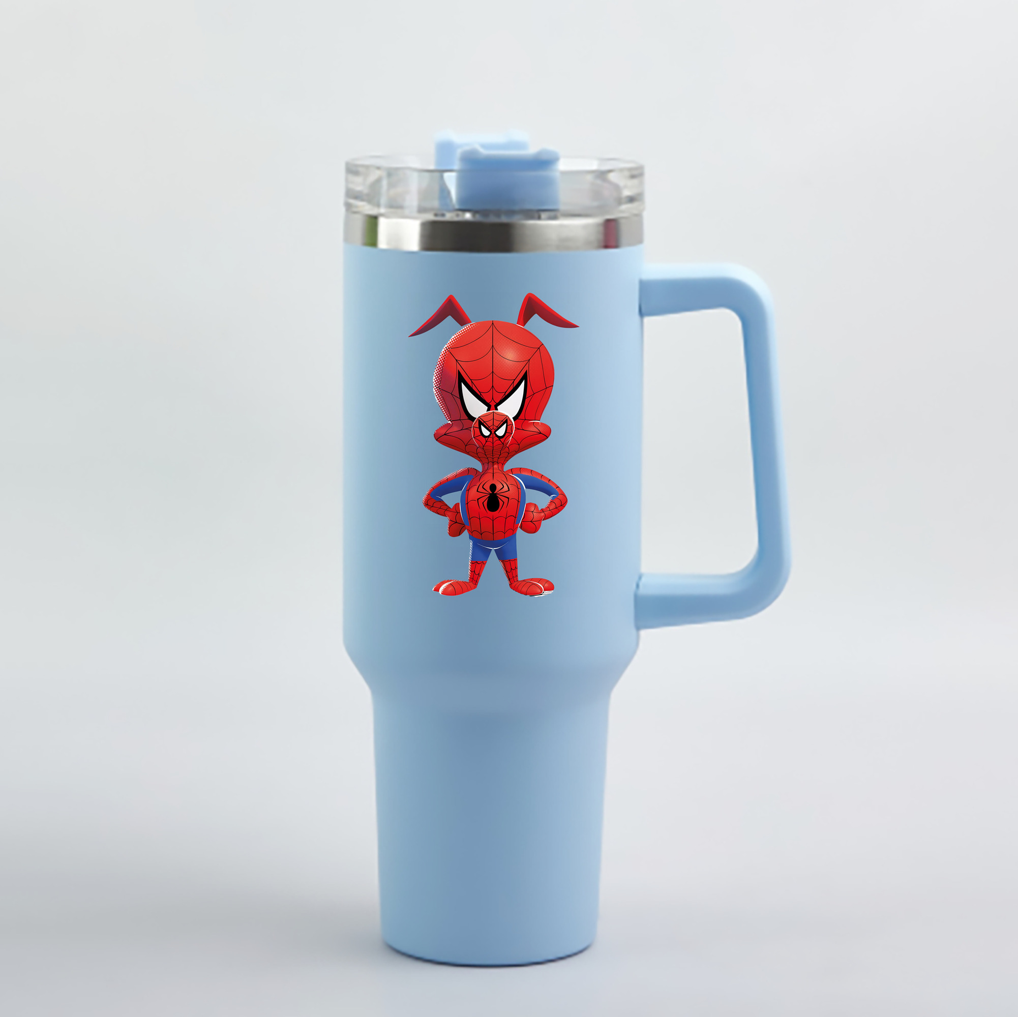 （画像用） Spider Man スパイダーマン 1200mL車用タンブラー - クリスタルステッカー（プラスチックストロー付き）