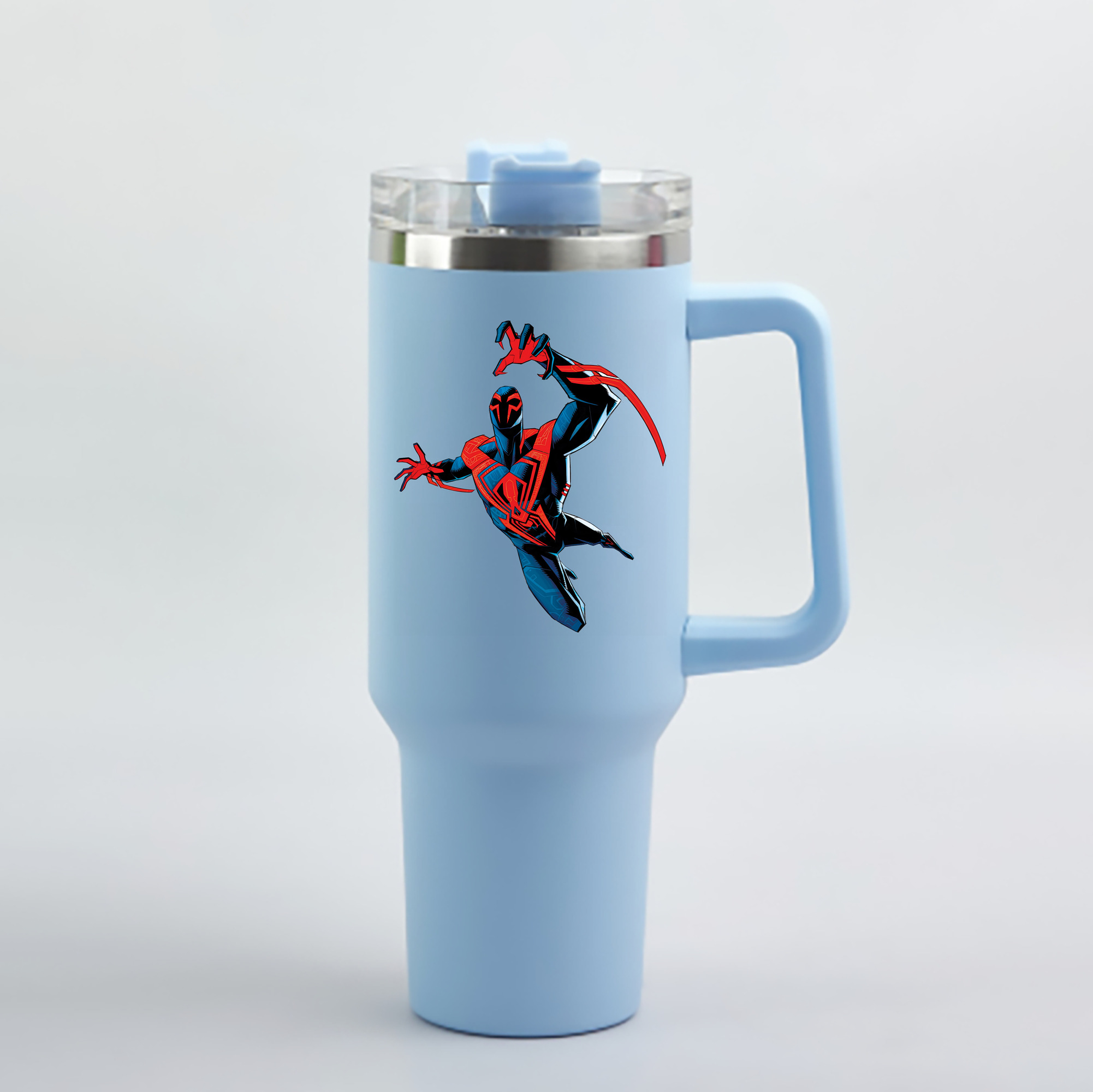（画像用） Spider Man スパイダーマン 1200mL車用タンブラー - クリスタルステッカー（プラスチックストロー付き）