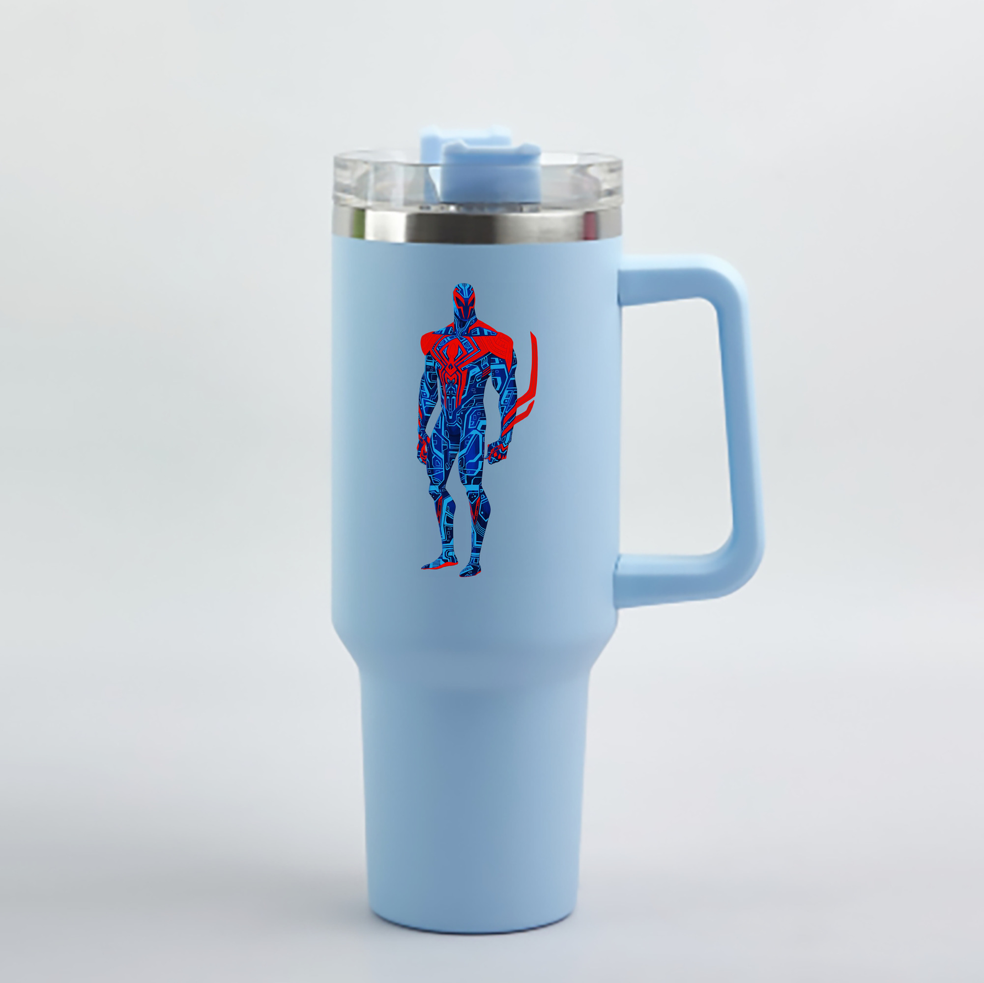 （画像用） Spider Man スパイダーマン 1200mL車用タンブラー - クリスタルステッカー（プラスチックストロー付き）