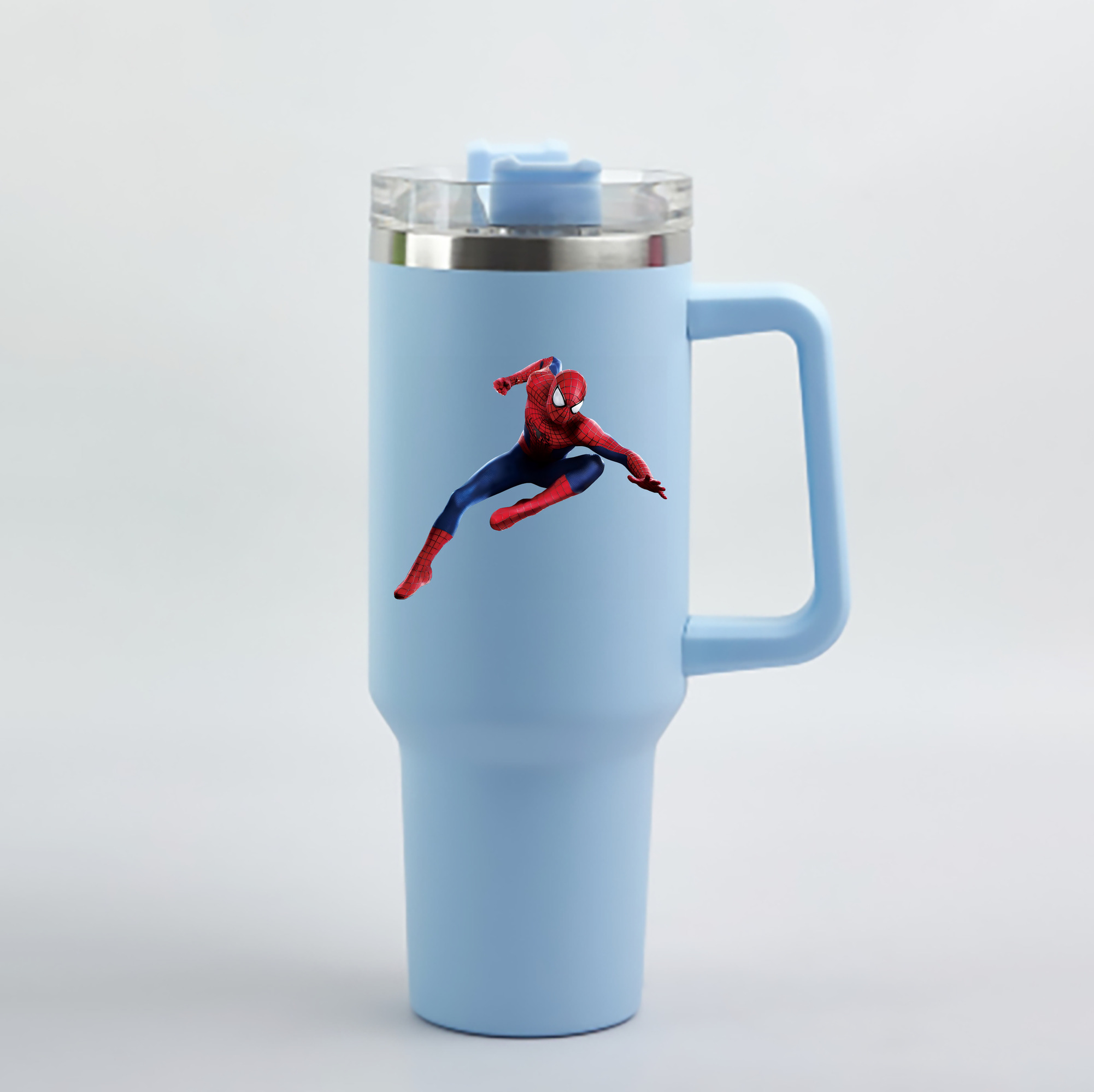 （画像用） Spider Man スパイダーマン 1200mL車用タンブラー - クリスタルステッカー（プラスチックストロー付き）