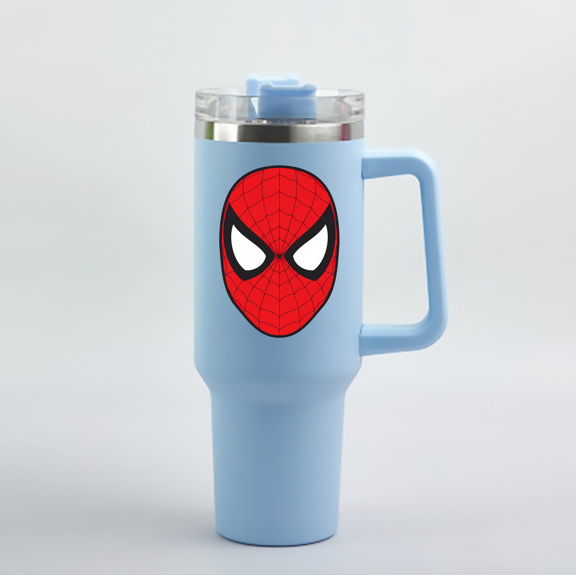 （画像用） Spider Man スパイダーマン 1200mL車用タンブラー - クリスタルステッカー（プラスチックストロー付き）