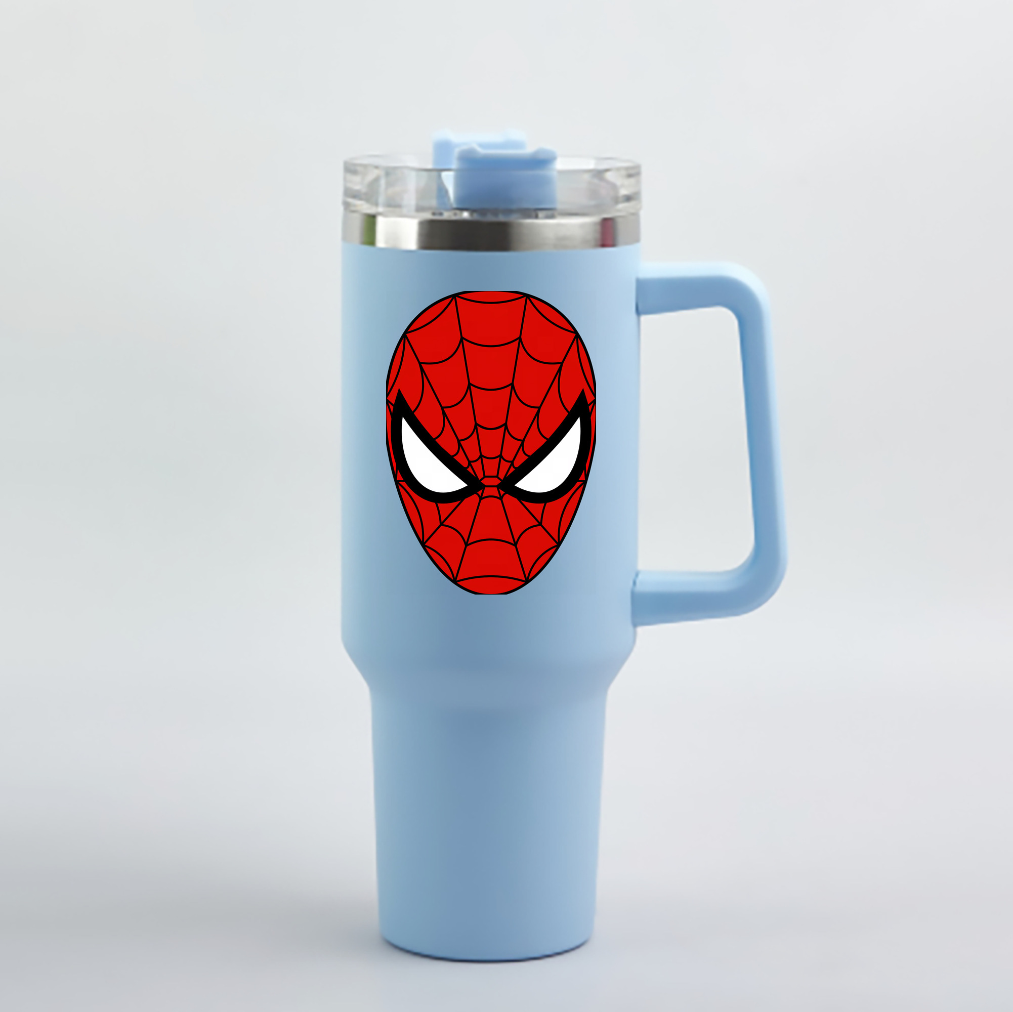 （画像用） Spider Man スパイダーマン 1200mL車用タンブラー - クリスタルステッカー（プラスチックストロー付き）