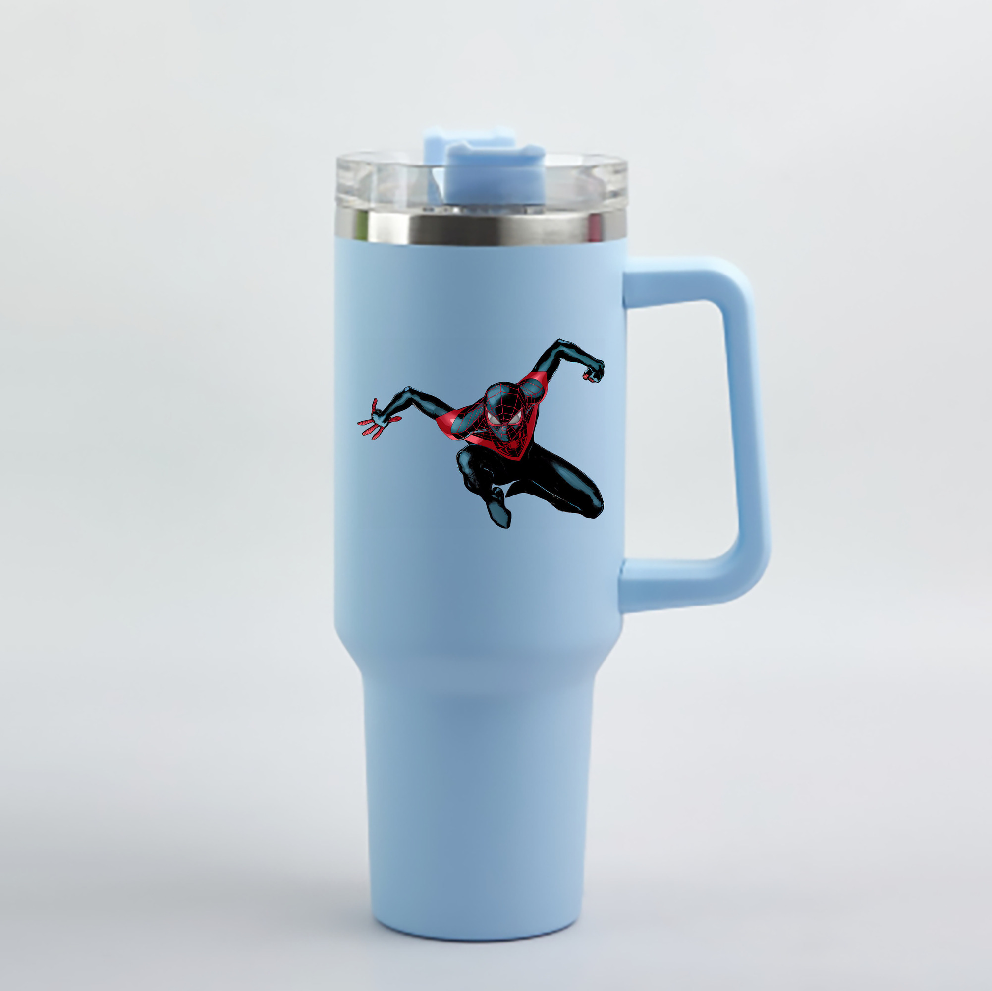 （画像用） Spider Man スパイダーマン 1200mL車用タンブラー - クリスタルステッカー（プラスチックストロー付き）