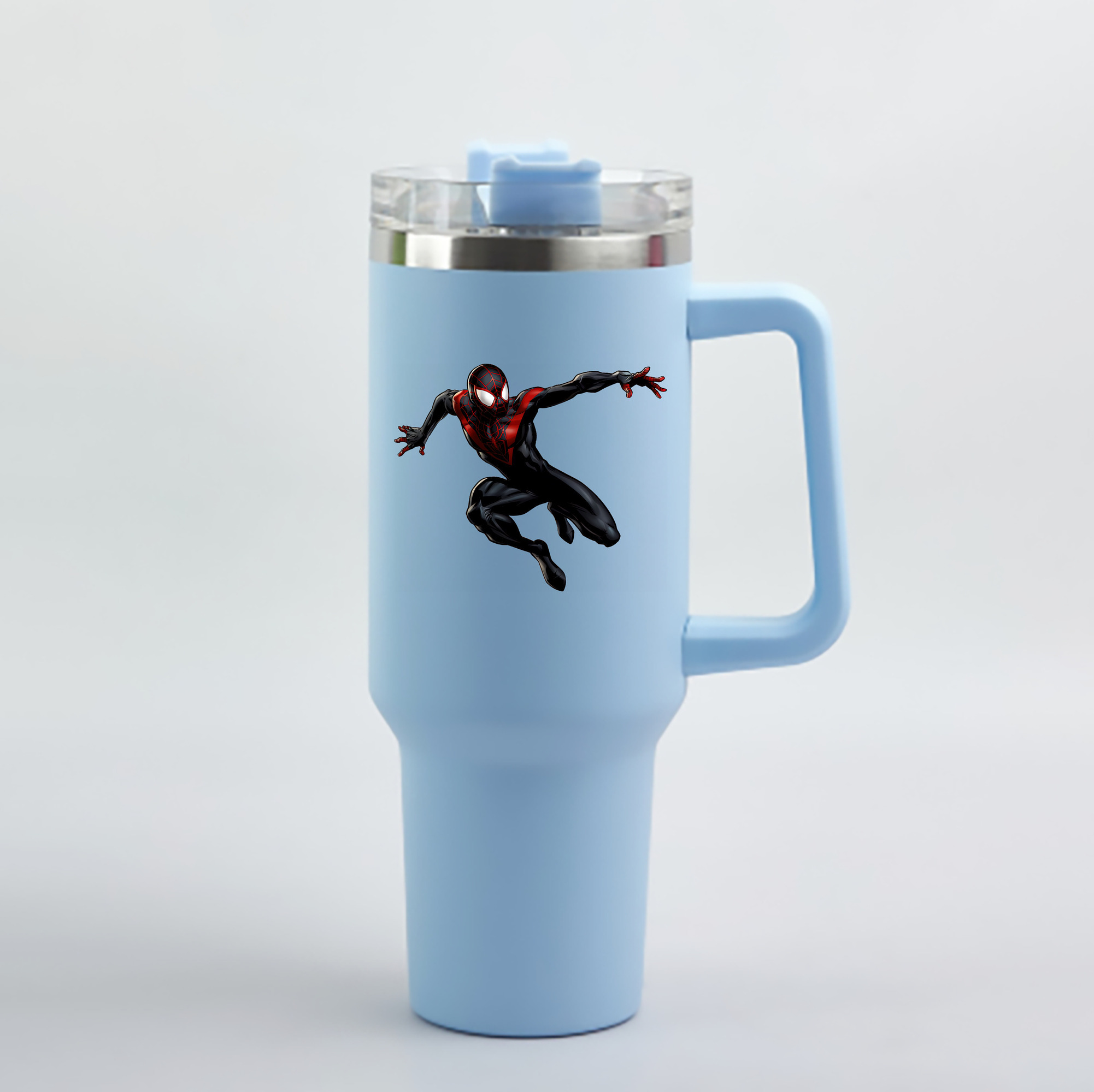 （画像用） Spider Man スパイダーマン 1200mL車用タンブラー - クリスタルステッカー（プラスチックストロー付き）