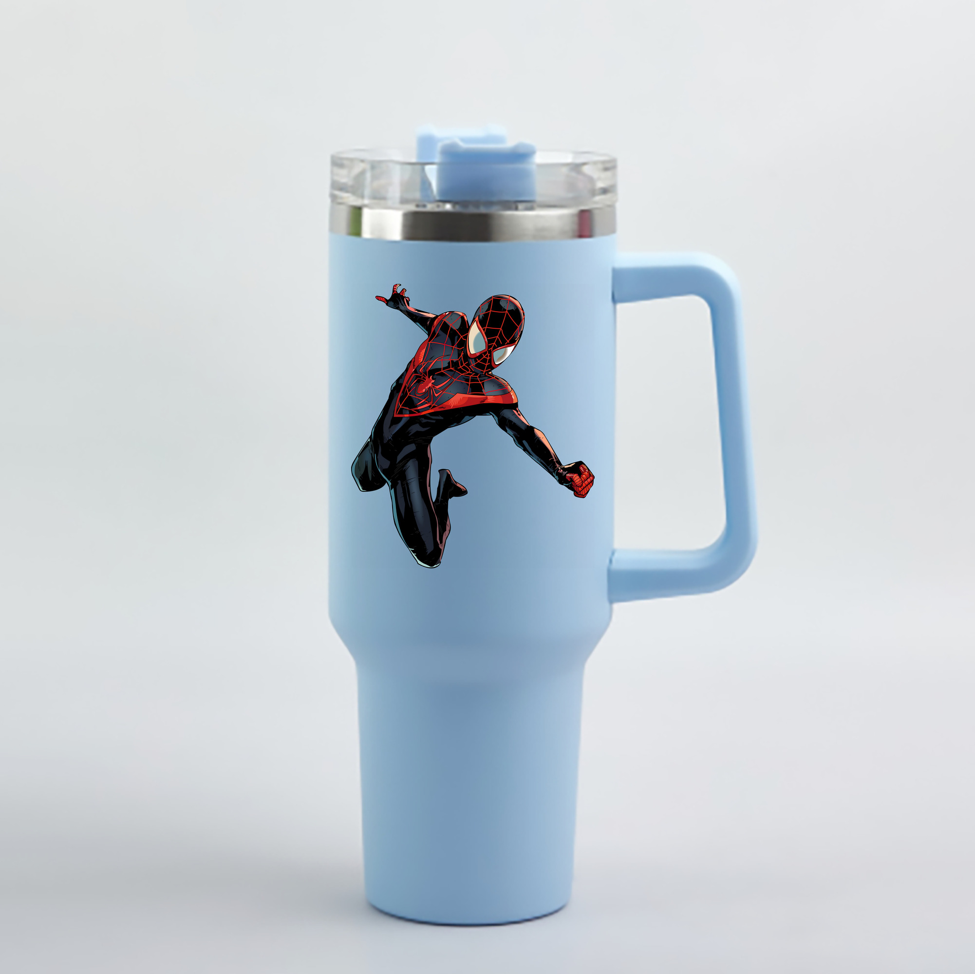 （画像用） Spider Man スパイダーマン 1200mL車用タンブラー - クリスタルステッカー（プラスチックストロー付き）
