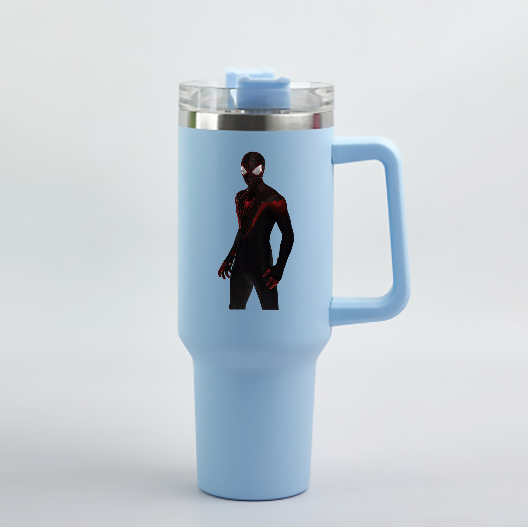 （画像用） Spider Man スパイダーマン 1200mL車用タンブラー - クリスタルステッカー（プラスチックストロー付き）