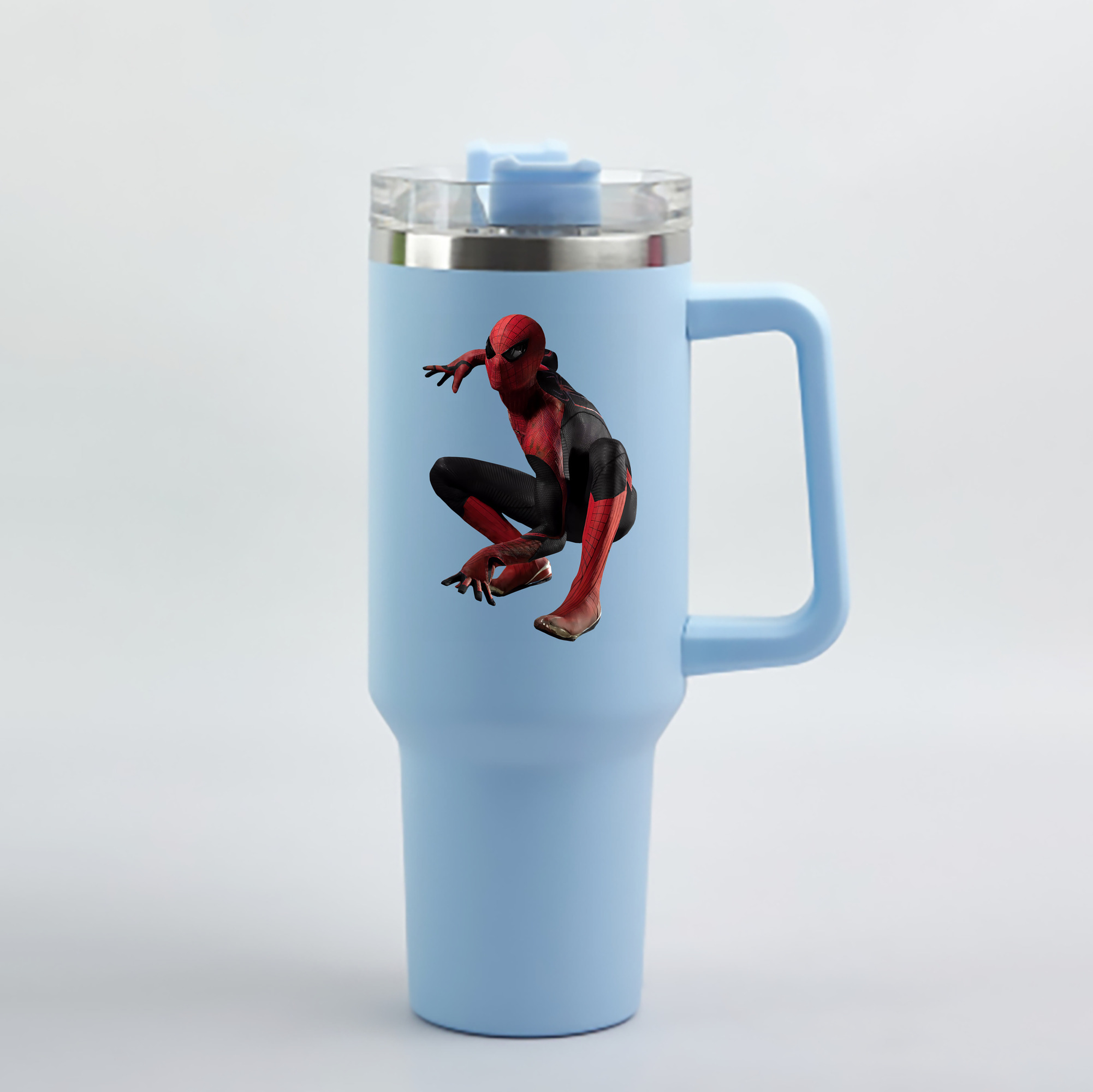 （画像用） Spider Man スパイダーマン 1200mL車用タンブラー - クリスタルステッカー（プラスチックストロー付き）
