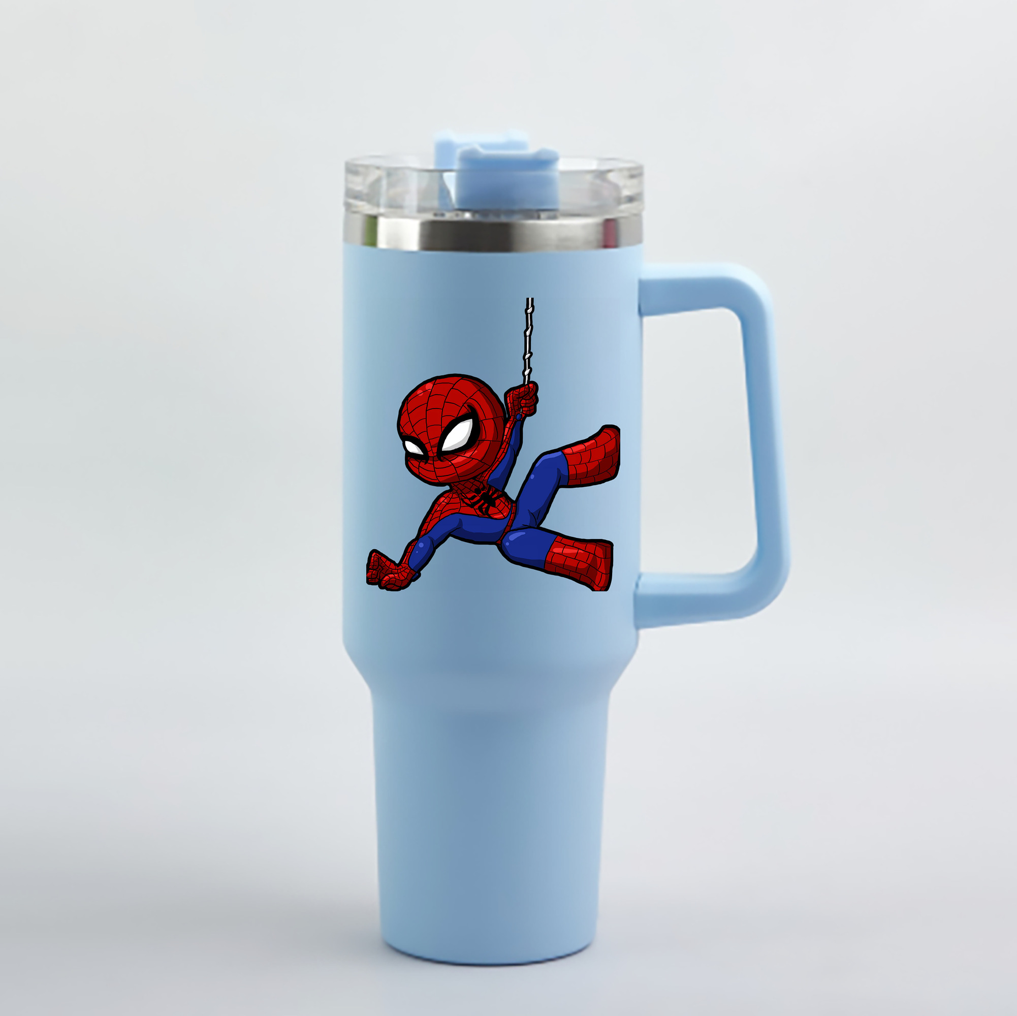 （画像用） Spider Man スパイダーマン 1200mL車用タンブラー - クリスタルステッカー（プラスチックストロー付き）