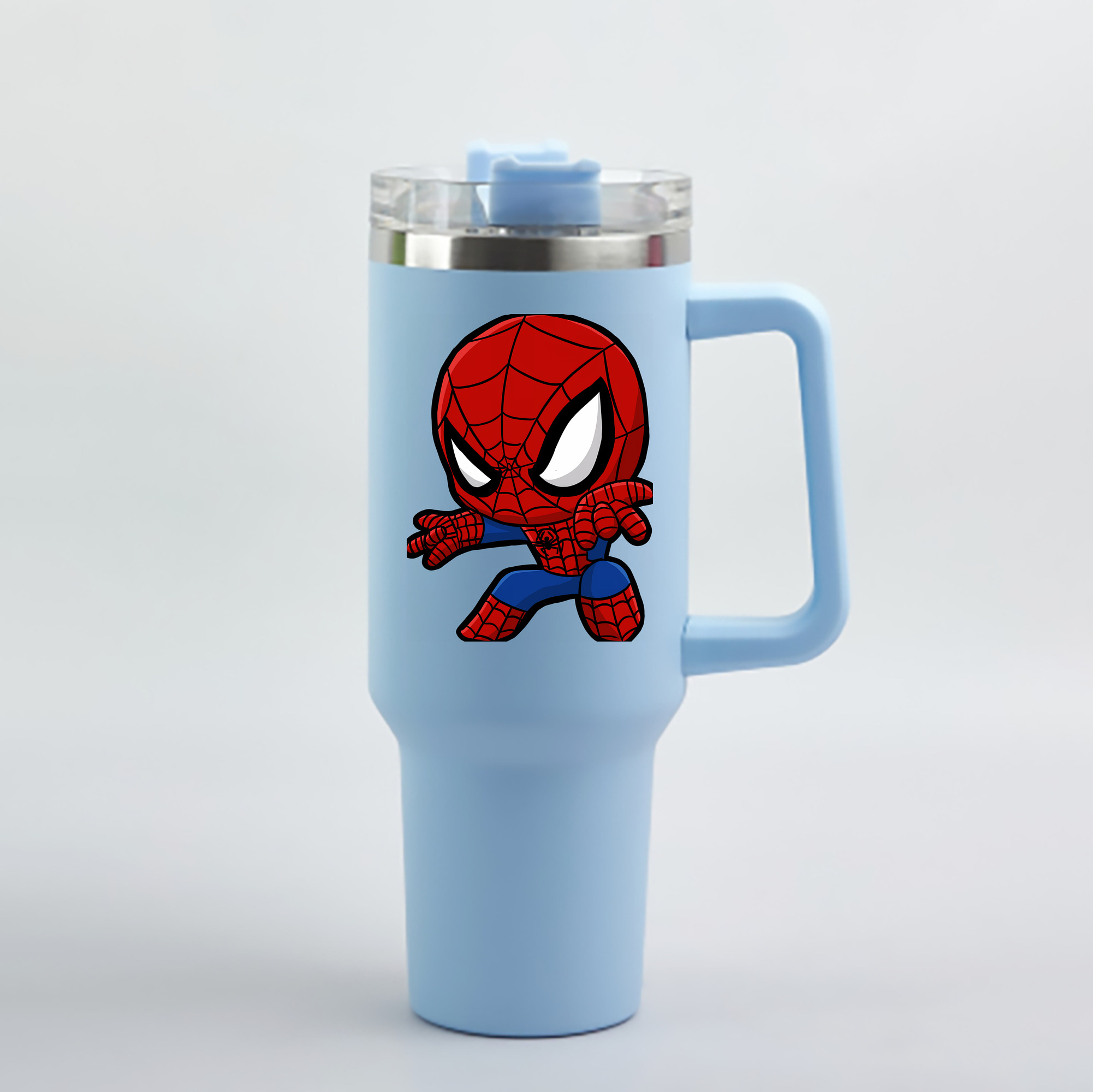 （画像用） Spider Man スパイダーマン 1200mL車用タンブラー - クリスタルステッカー（プラスチックストロー付き）