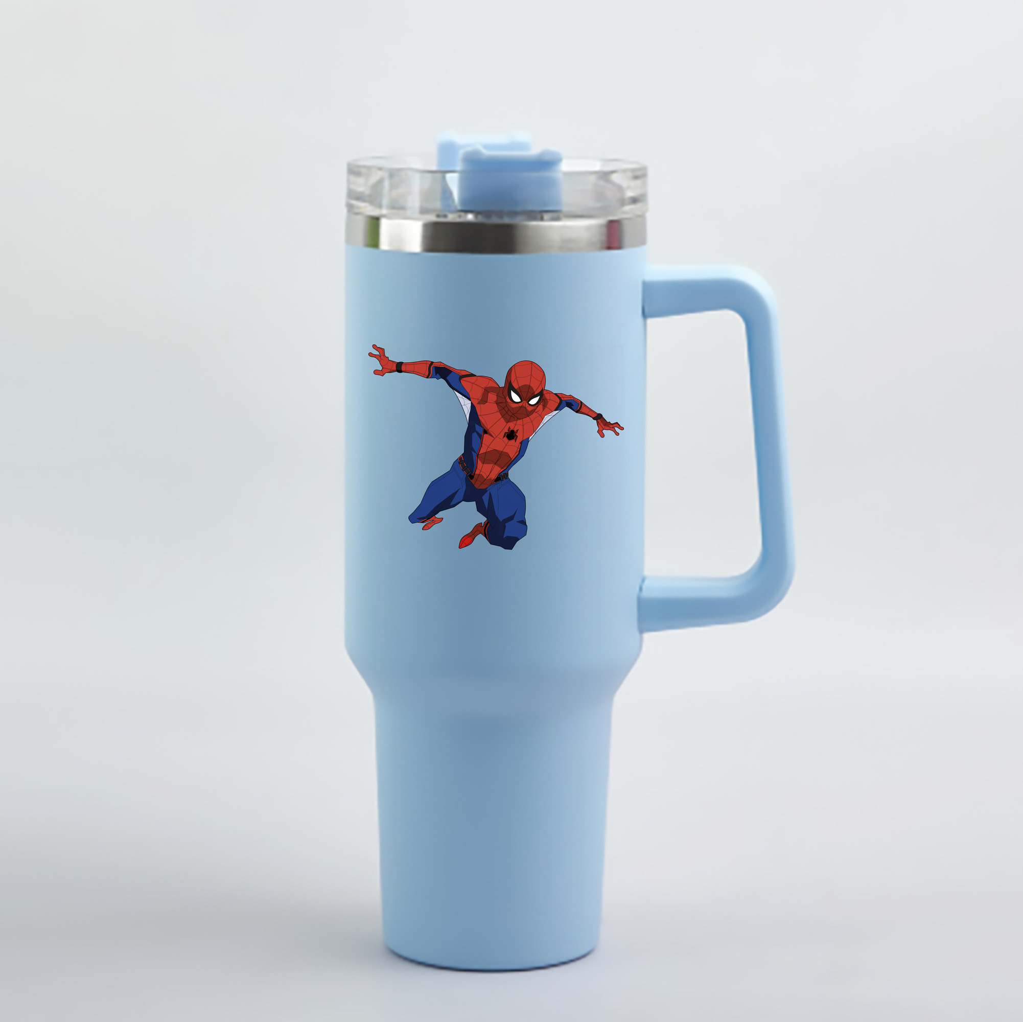 （画像用） Spider Man スパイダーマン 1200mL車用タンブラー - クリスタルステッカー（プラスチックストロー付き）