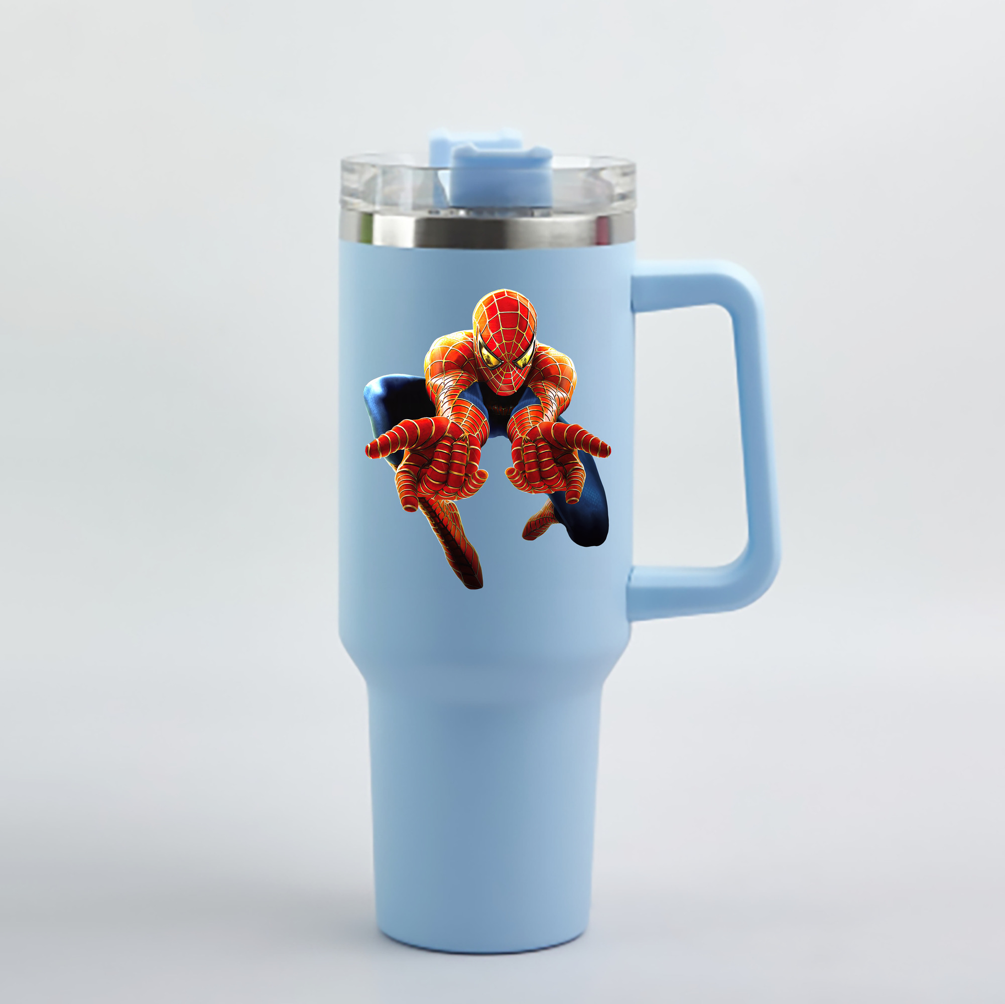 （画像用） Spider Man スパイダーマン 1200mL車用タンブラー - クリスタルステッカー（プラスチックストロー付き）