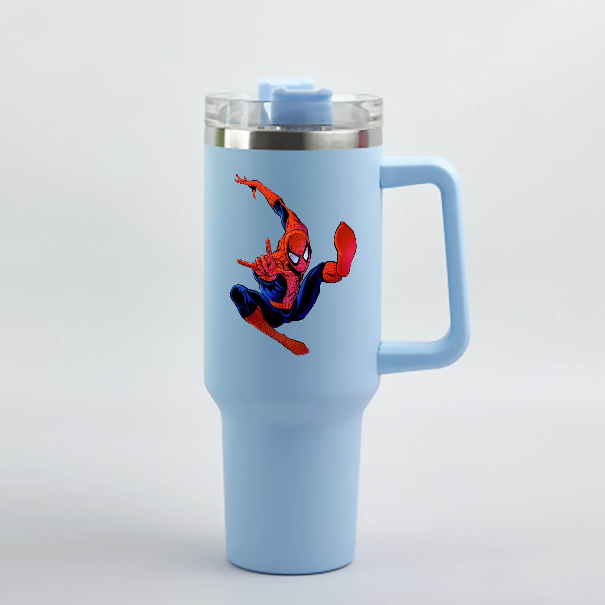（画像用） Spider Man スパイダーマン 1200mL車用タンブラー - クリスタルステッカー（プラスチックストロー付き）