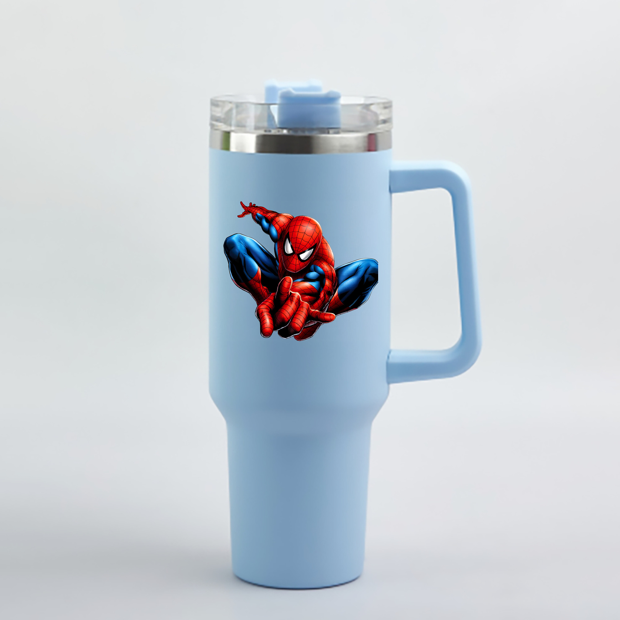 （画像用） Spider Man スパイダーマン 1200mL車用タンブラー - クリスタルステッカー（プラスチックストロー付き）