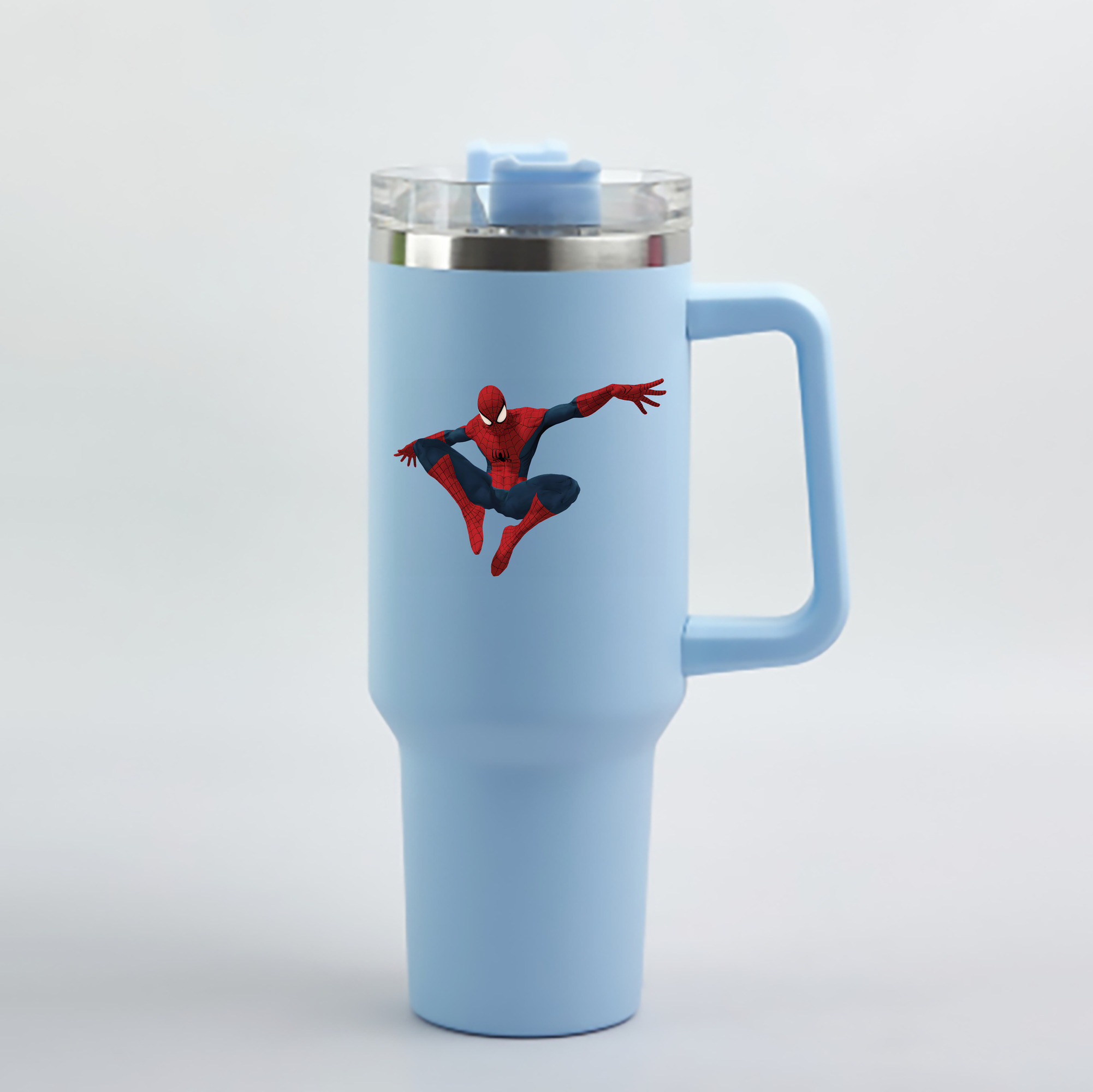 （画像用） Spider Man スパイダーマン 1200mL車用タンブラー - クリスタルステッカー（プラスチックストロー付き）