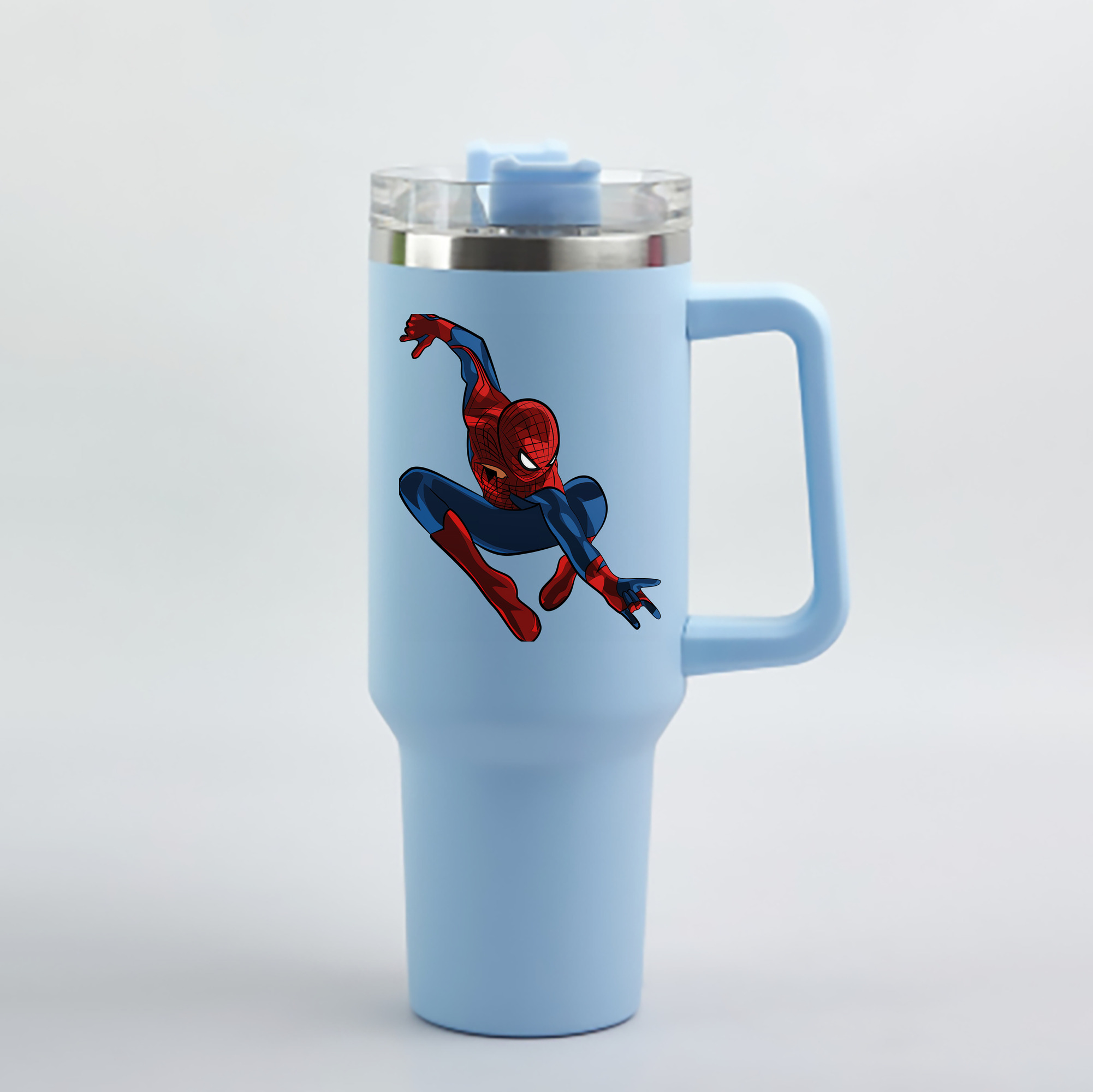 （画像用） Spider Man スパイダーマン 1200mL車用タンブラー - クリスタルステッカー（プラスチックストロー付き）