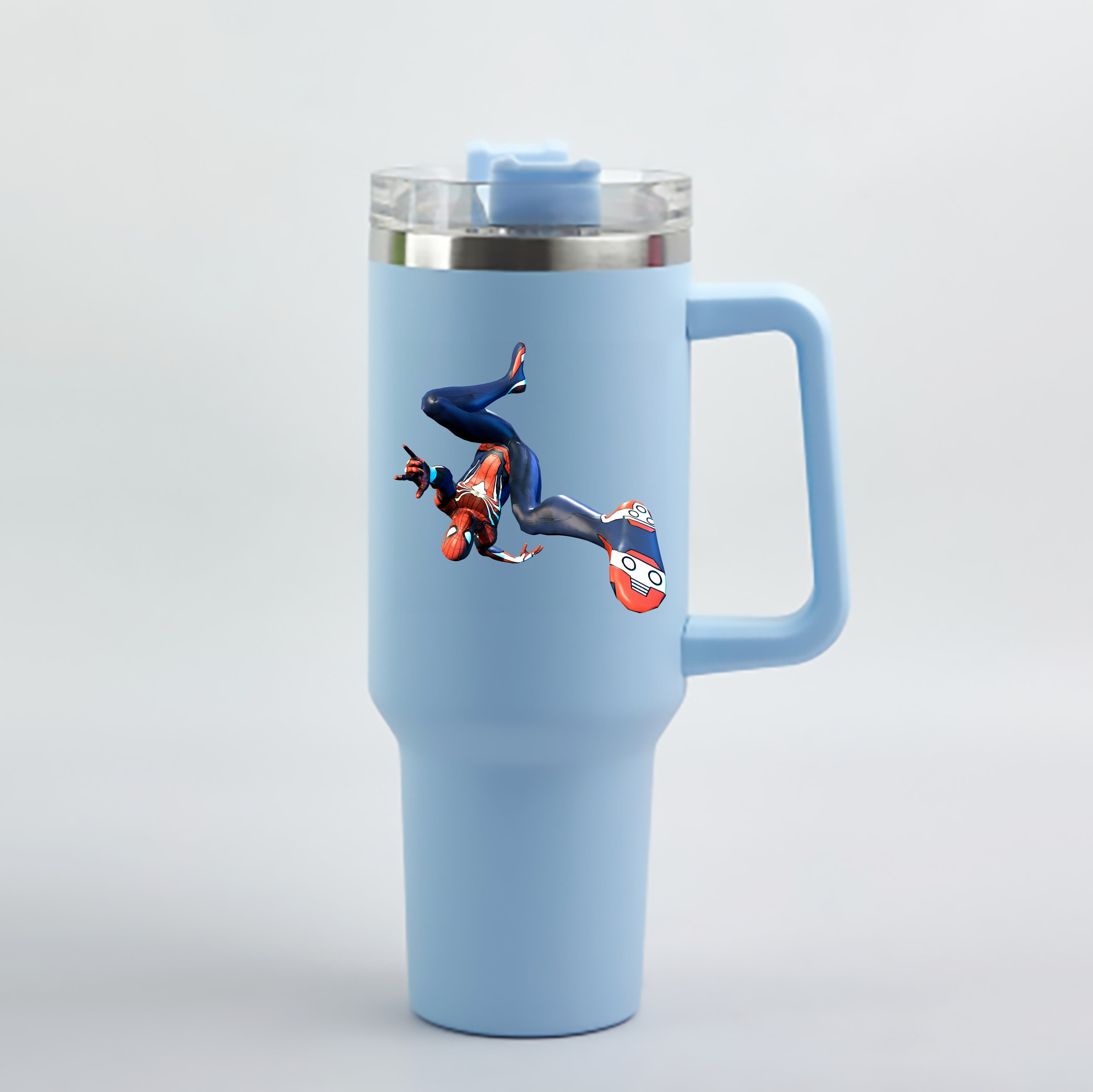 （画像用） Spider Man スパイダーマン 1200mL車用タンブラー - クリスタルステッカー（プラスチックストロー付き）
