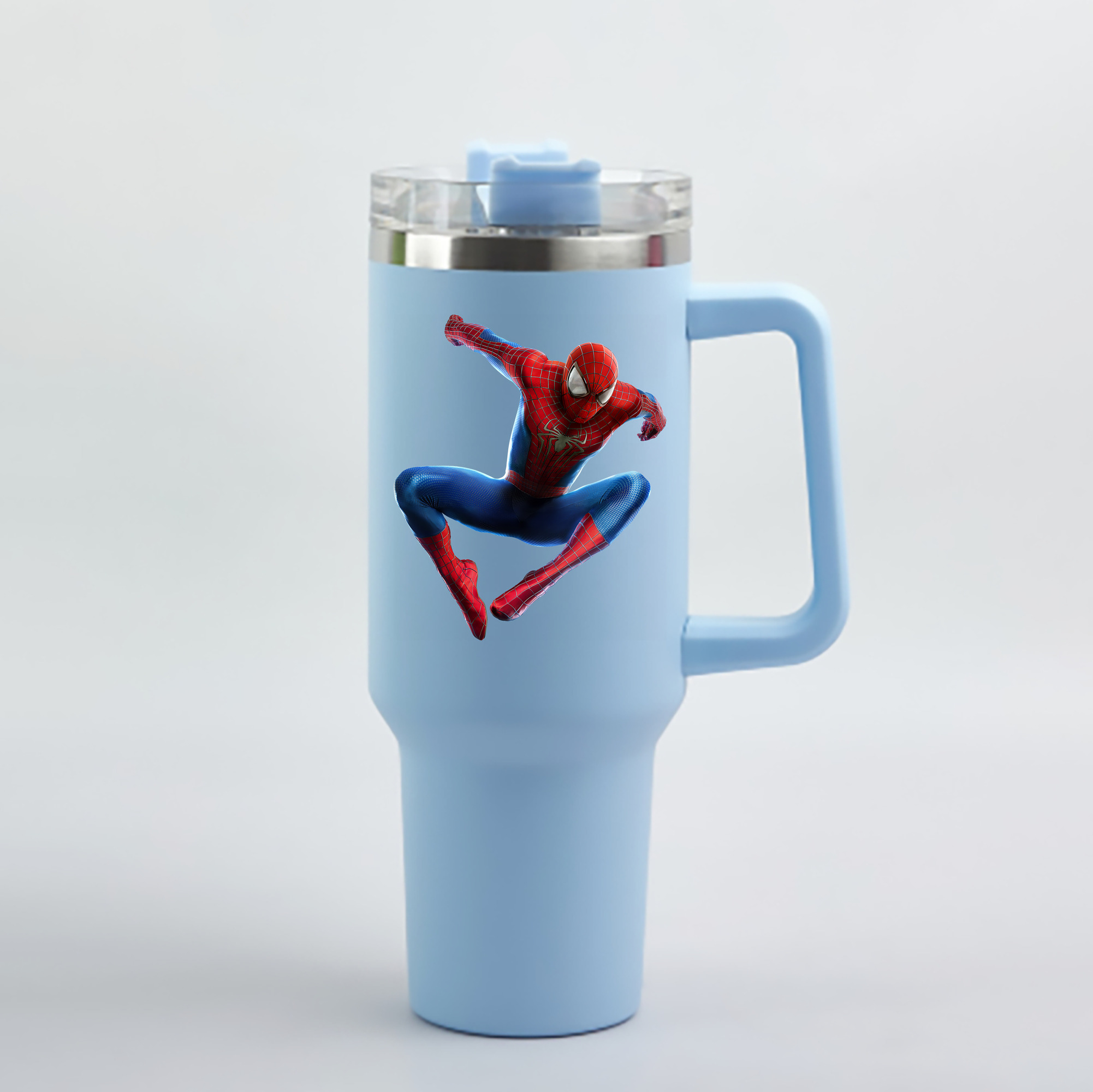 （画像用） Spider Man スパイダーマン 1200mL車用タンブラー - クリスタルステッカー（プラスチックストロー付き）