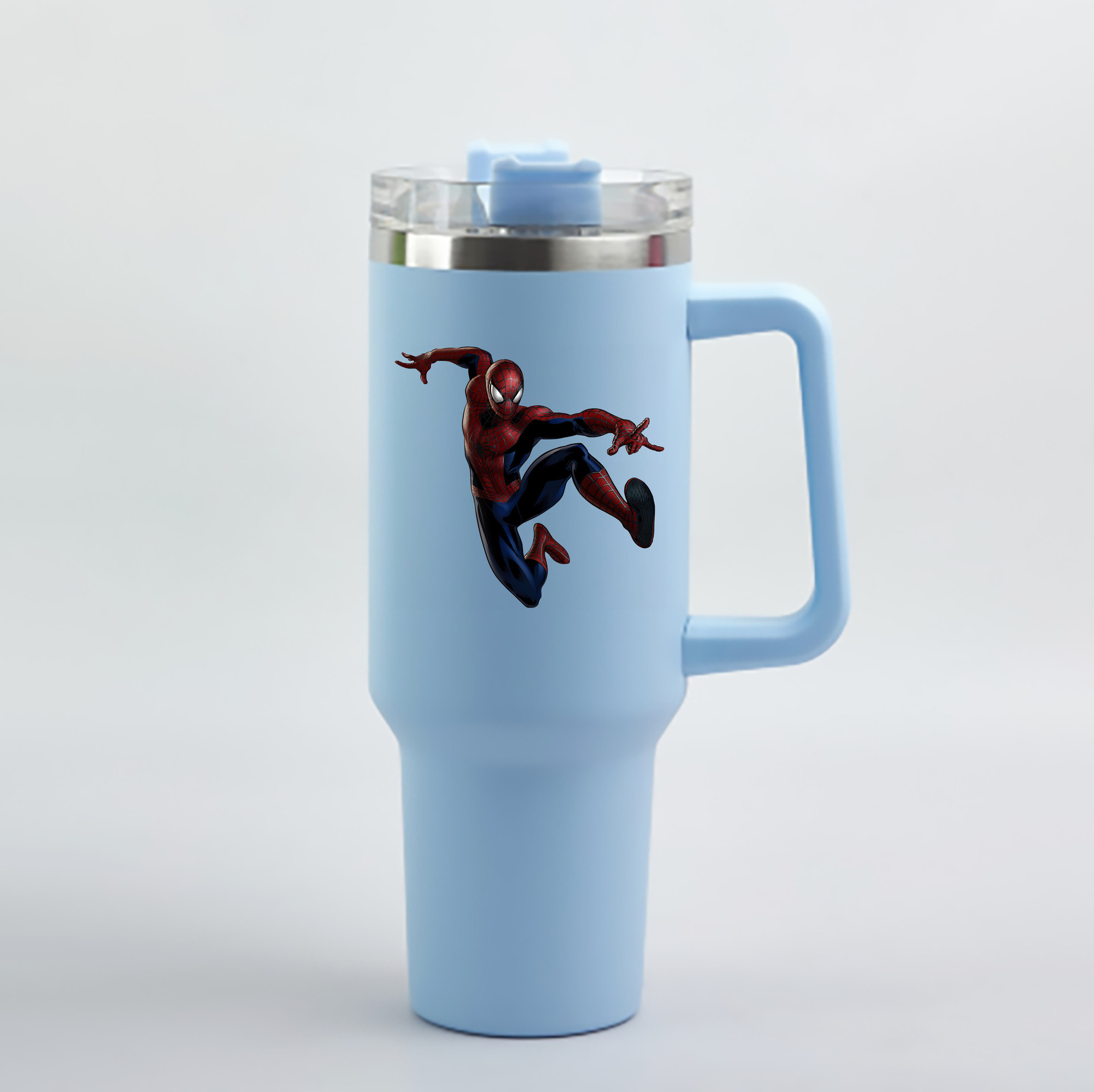 （画像用） Spider Man スパイダーマン 1200mL車用タンブラー - クリスタルステッカー（プラスチックストロー付き）