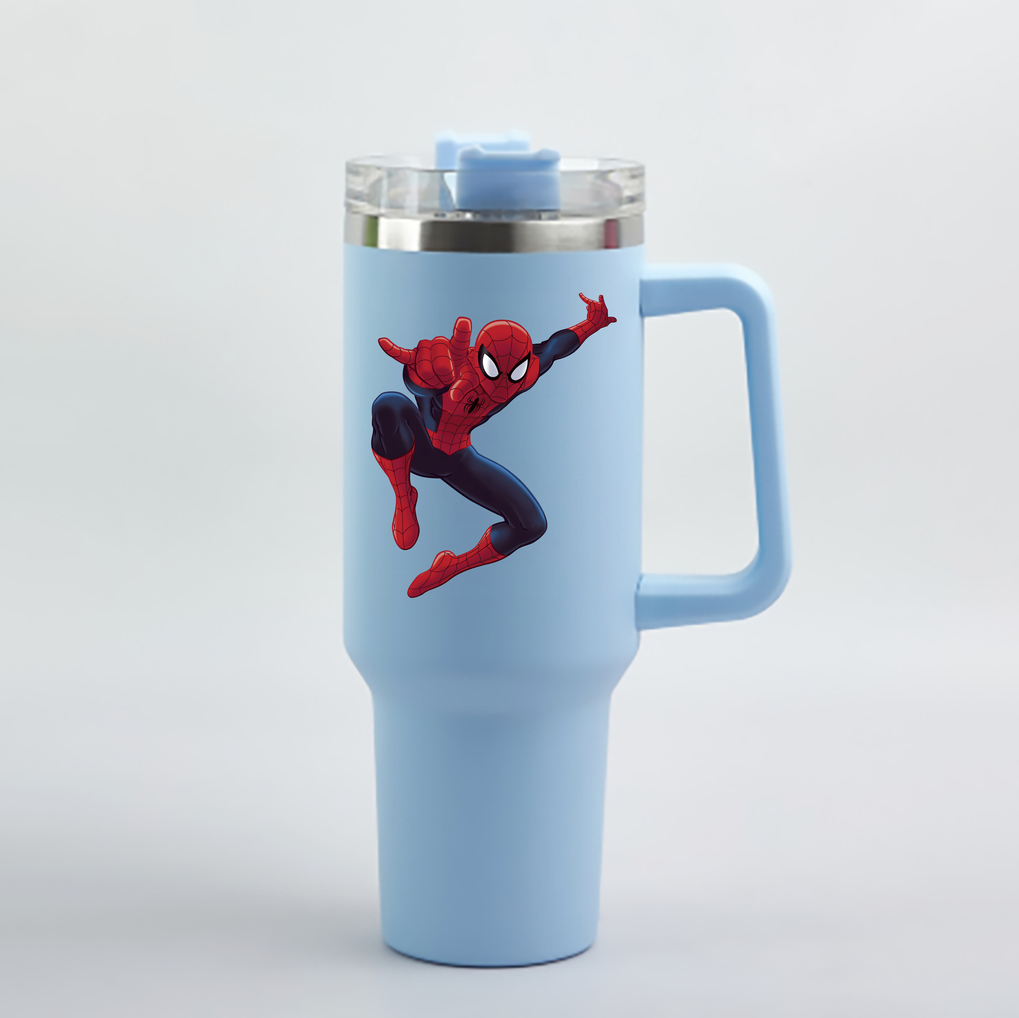 （画像用） Spider Man スパイダーマン 1200mL車用タンブラー - クリスタルステッカー（プラスチックストロー付き）