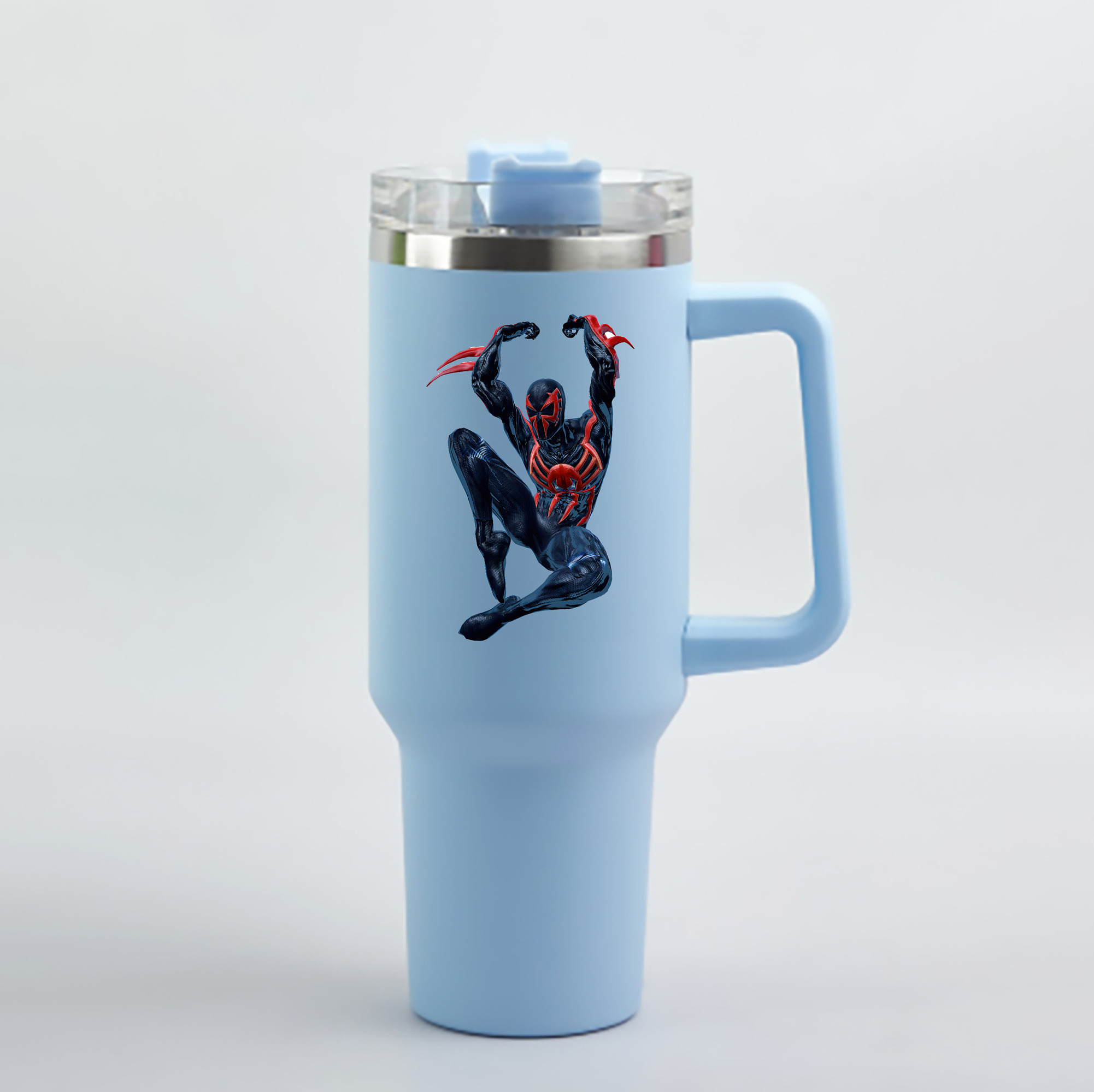 （画像用） Spider Man スパイダーマン 1200mL車用タンブラー - クリスタルステッカー（プラスチックストロー付き）