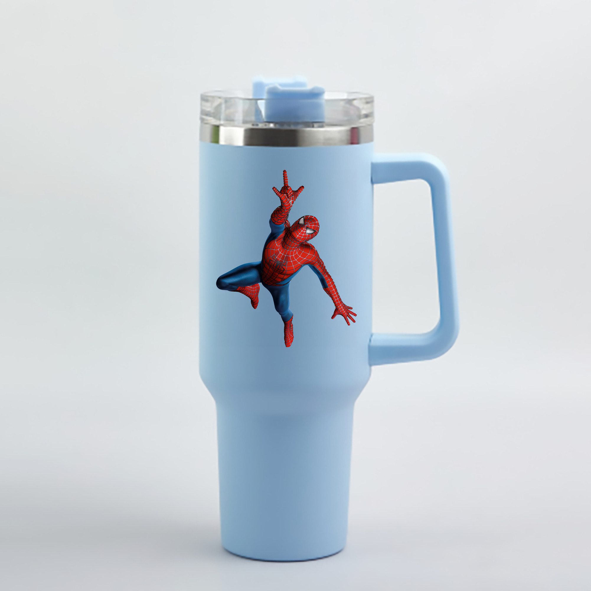 （画像用） Spider Man スパイダーマン 1200mL車用タンブラー - クリスタルステッカー（プラスチックストロー付き）