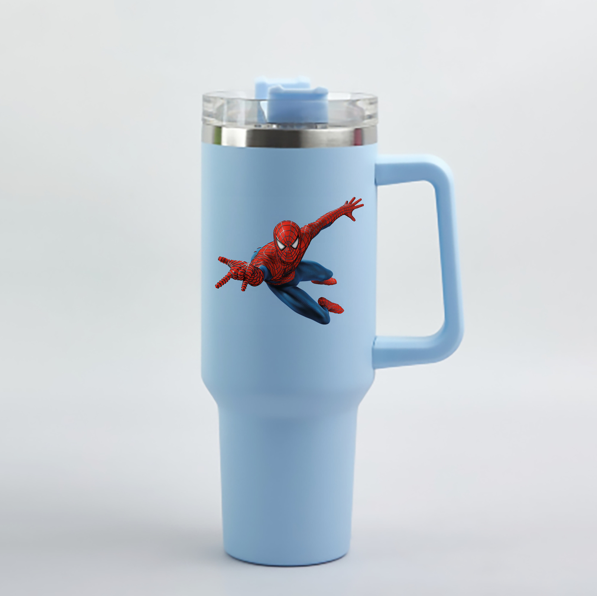 （画像用） Spider Man スパイダーマン 1200mL車用タンブラー - クリスタルステッカー（プラスチックストロー付き）