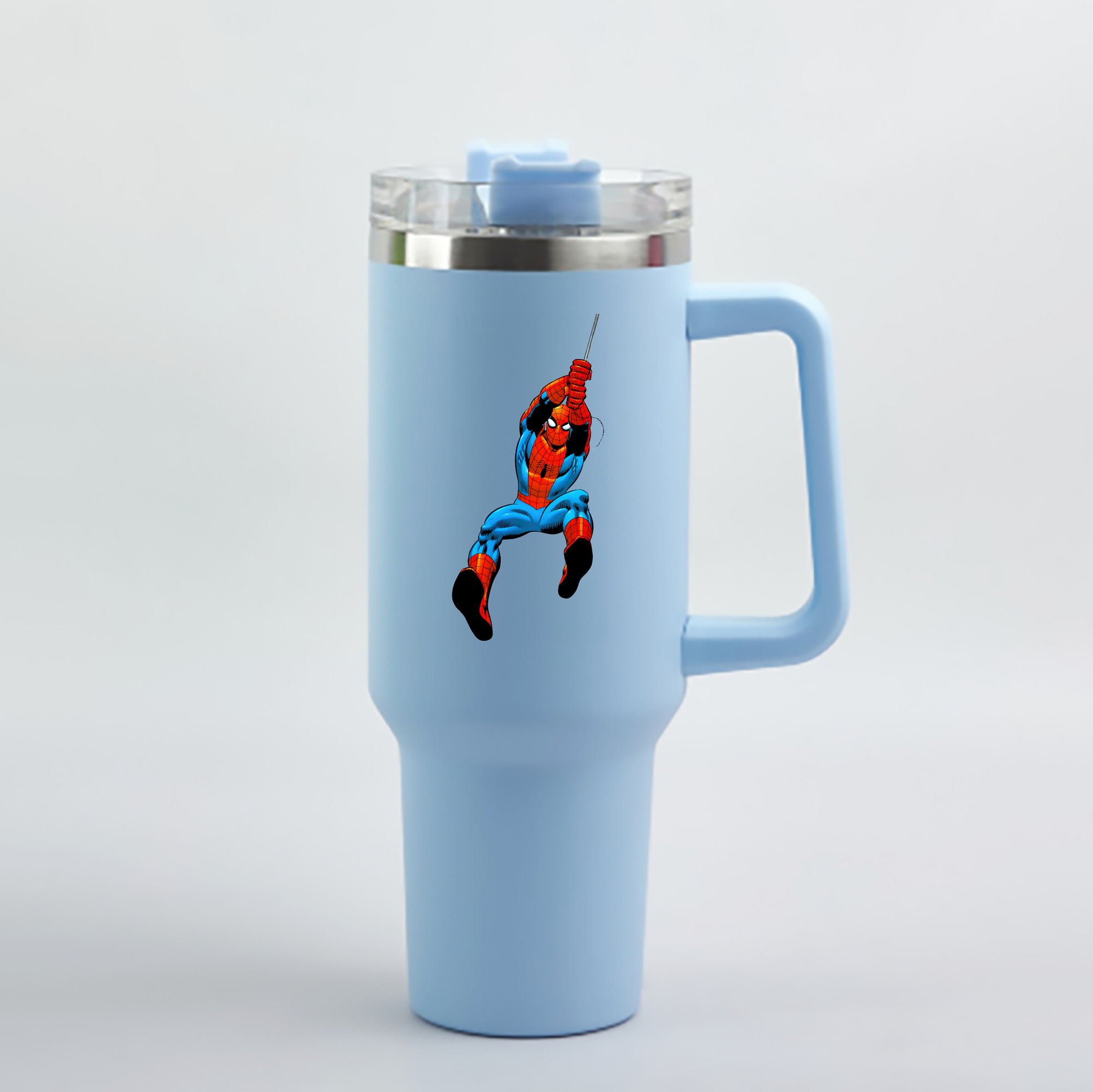 （画像用） Spider Man スパイダーマン 1200mL車用タンブラー - クリスタルステッカー（プラスチックストロー付き）