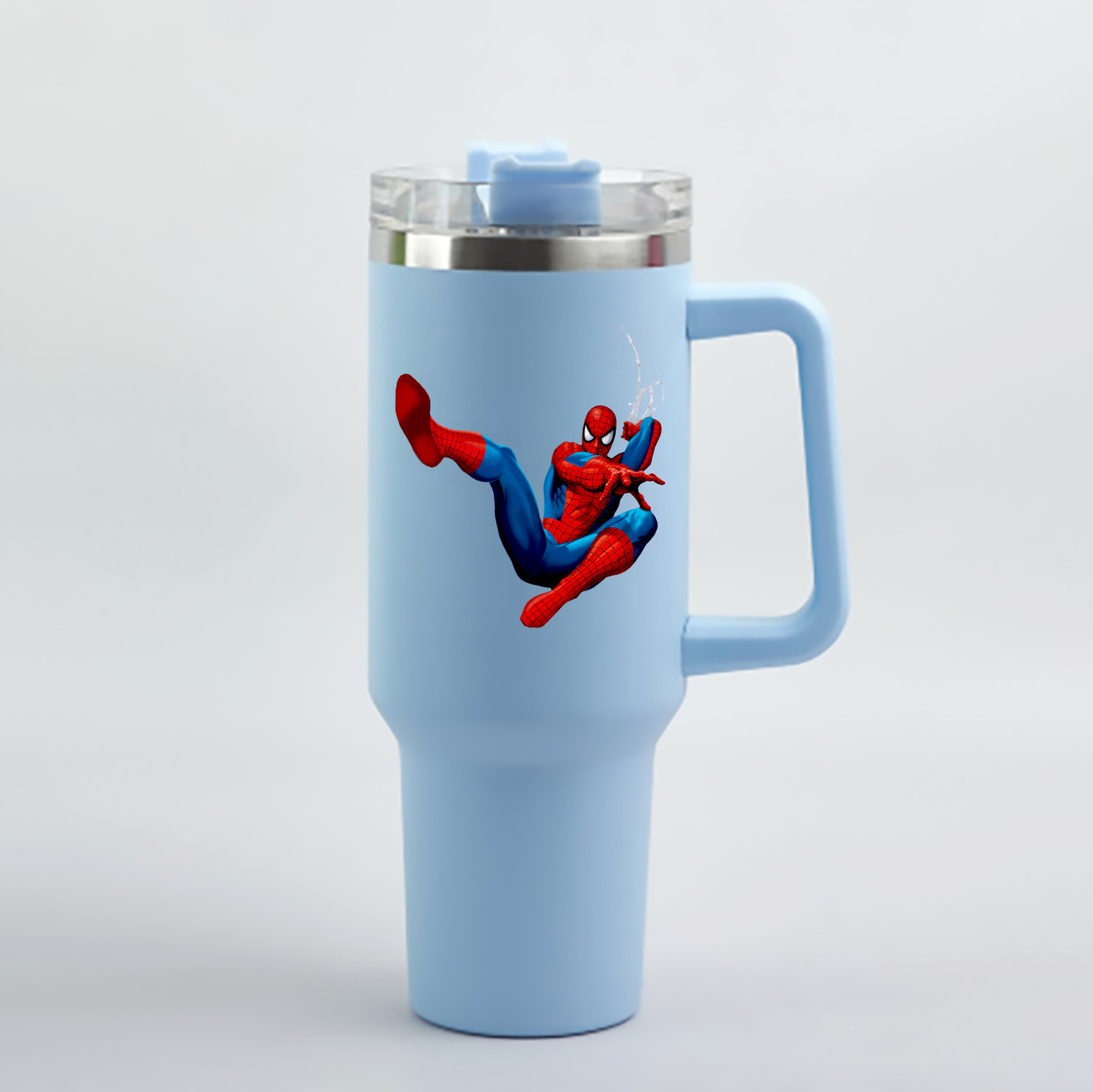 （画像用） Spider Man スパイダーマン 1200mL車用タンブラー - クリスタルステッカー（プラスチックストロー付き）