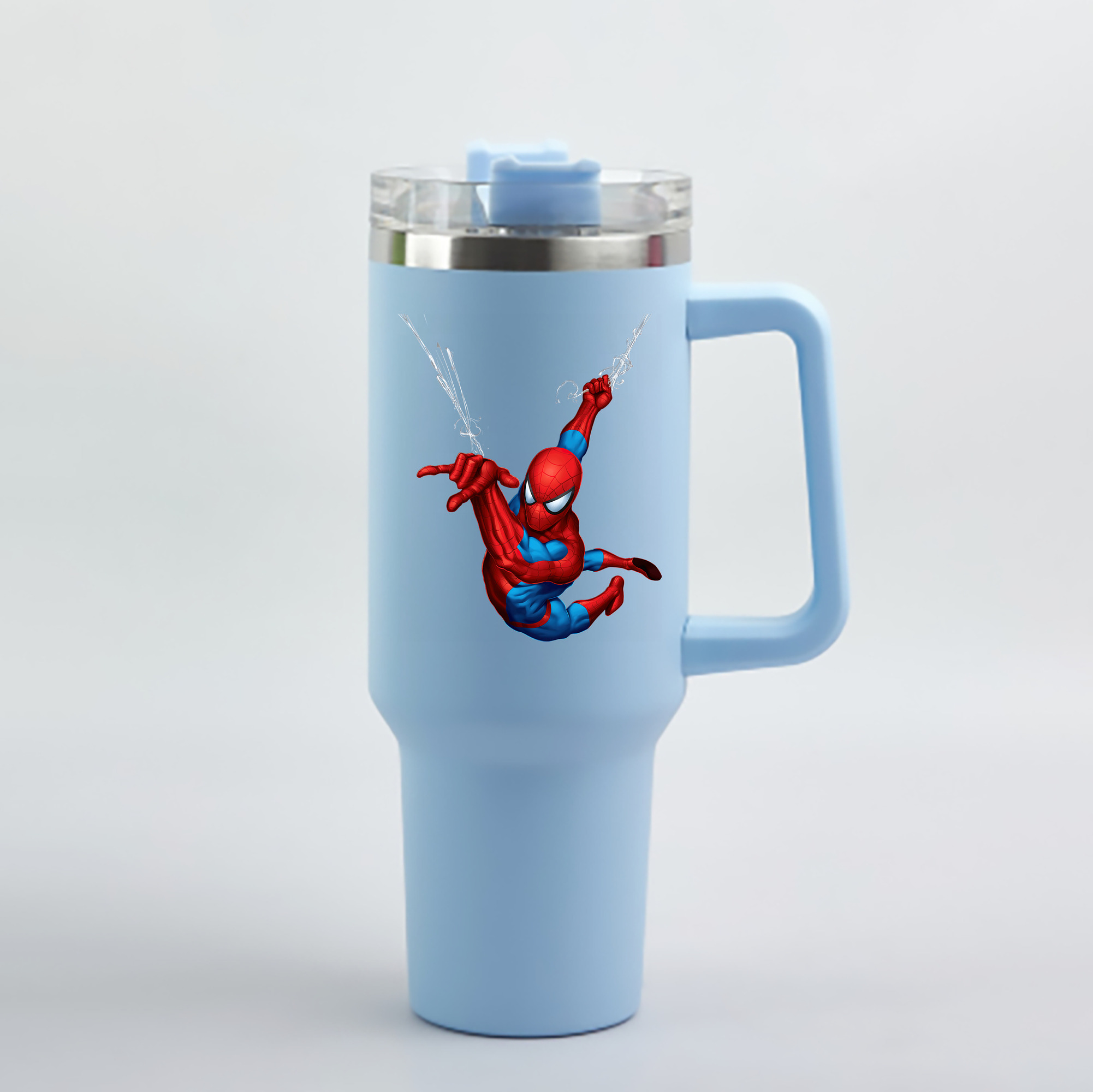 （画像用） Spider Man スパイダーマン 1200mL車用タンブラー - クリスタルステッカー（プラスチックストロー付き）