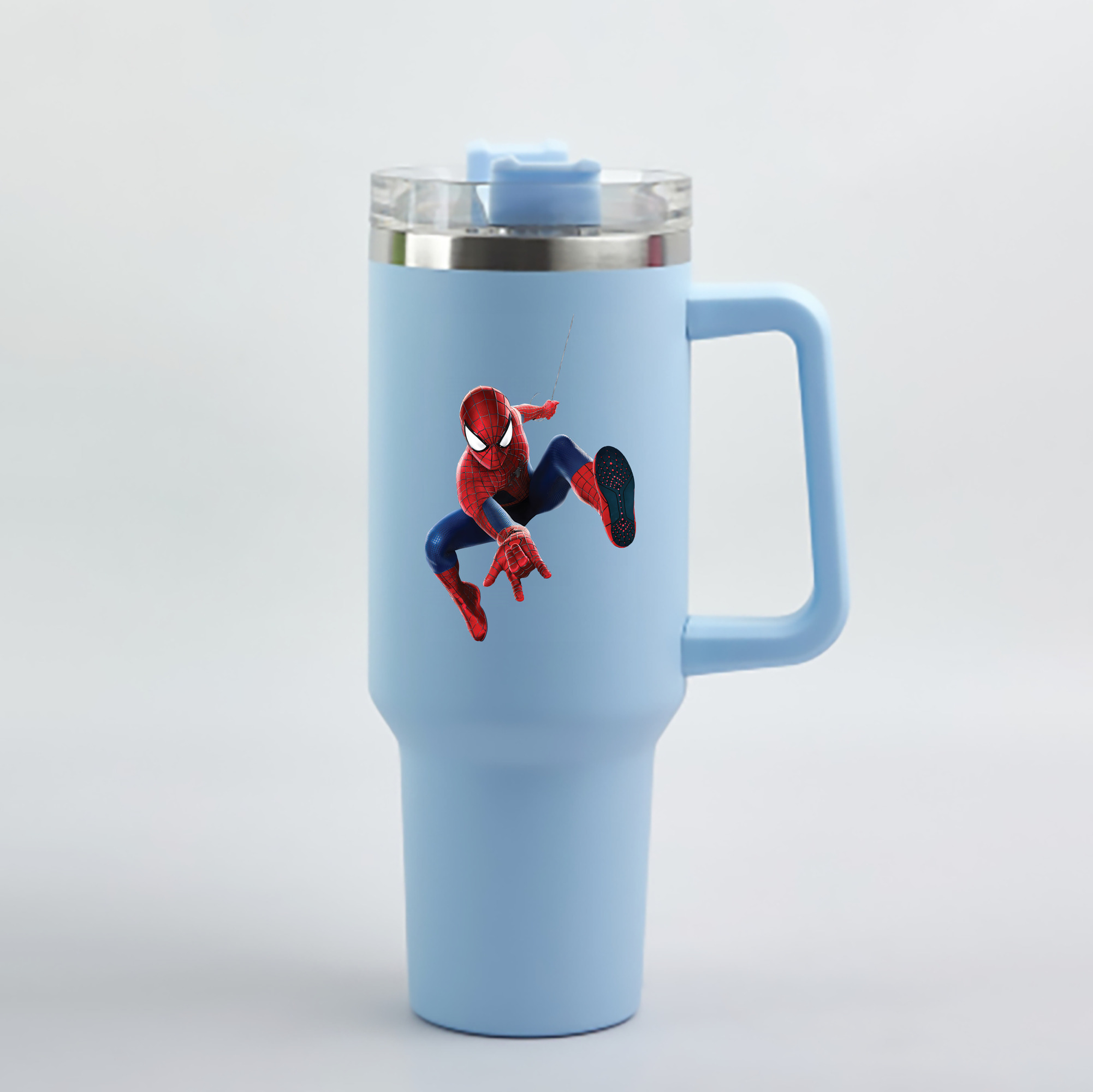 （画像用） Spider Man スパイダーマン 1200mL車用タンブラー - クリスタルステッカー（プラスチックストロー付き）