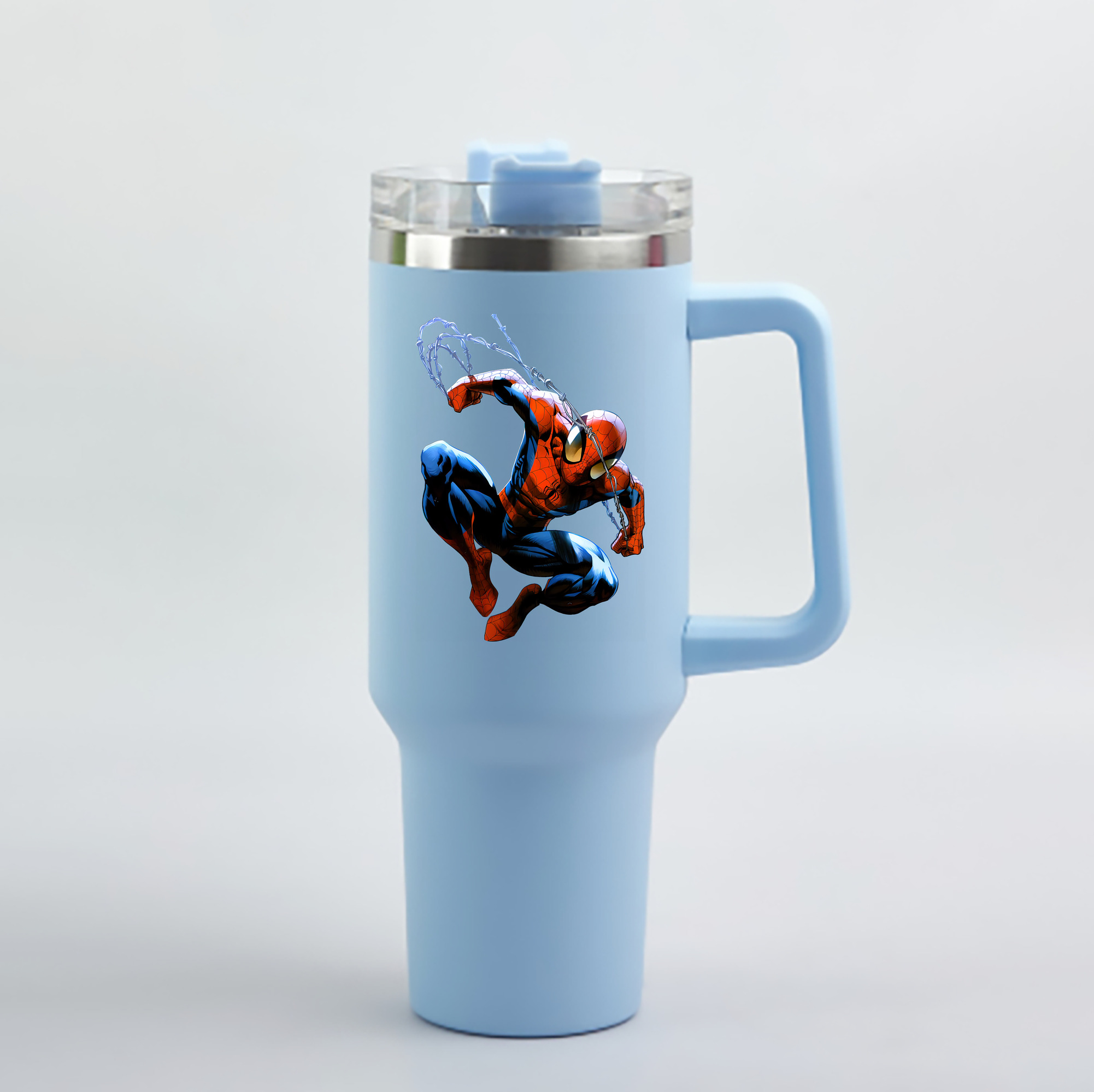 （画像用） Spider Man スパイダーマン 1200mL車用タンブラー - クリスタルステッカー（プラスチックストロー付き）