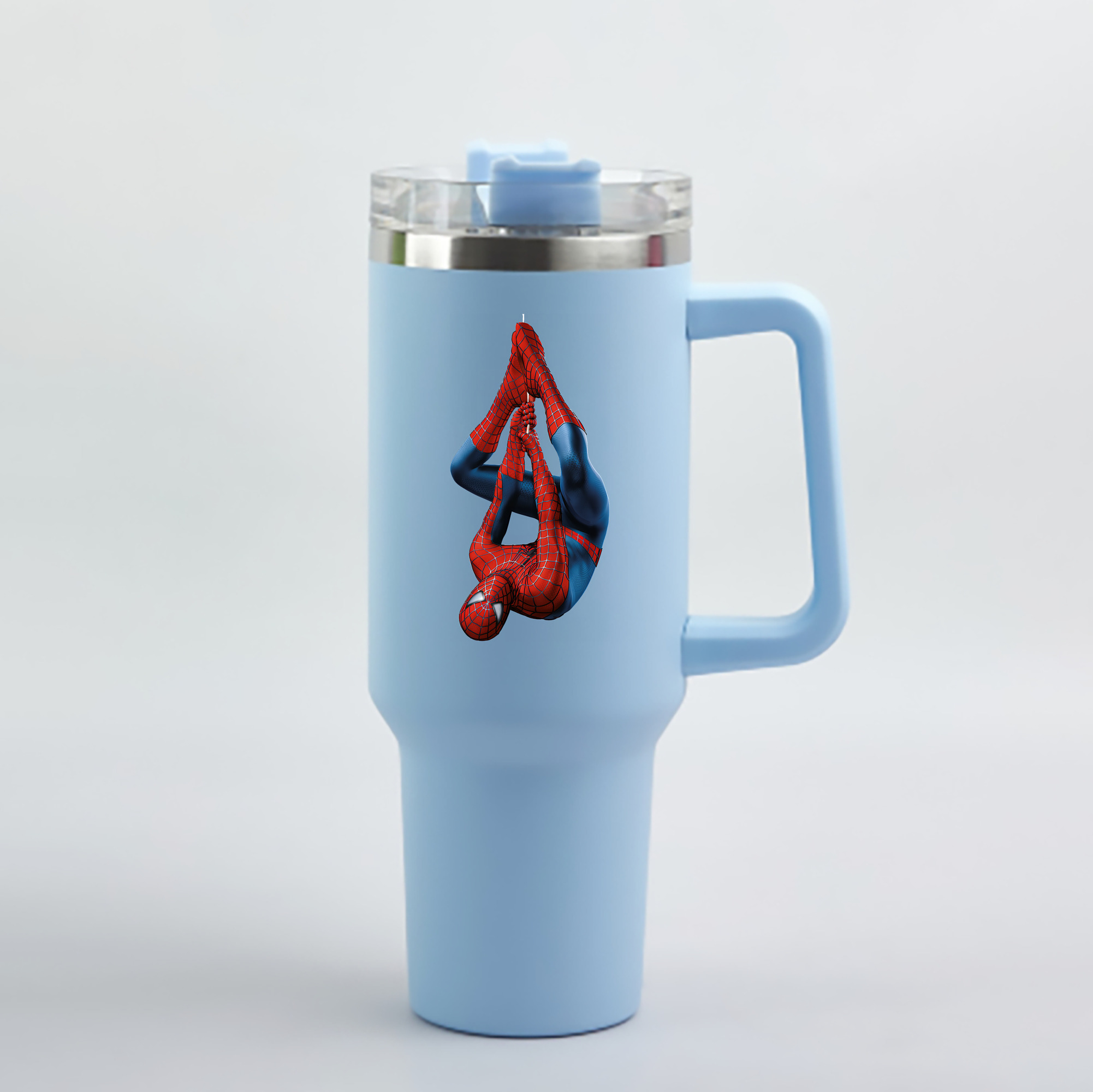 （画像用） Spider Man スパイダーマン 1200mL車用タンブラー - クリスタルステッカー（プラスチックストロー付き）