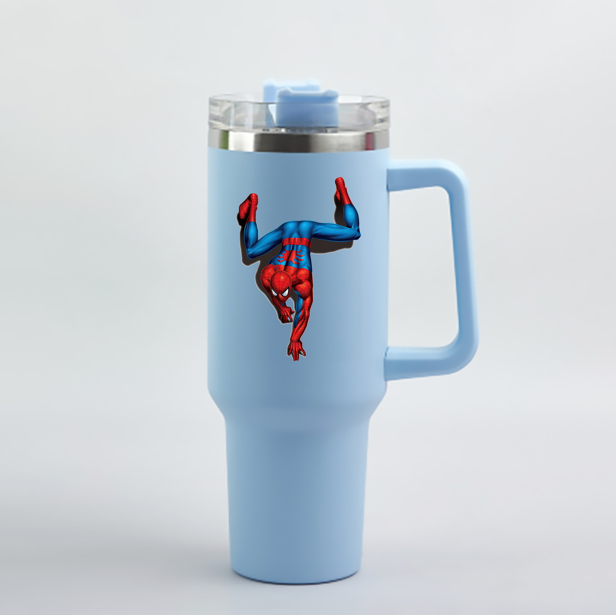 （画像用） Spider Man スパイダーマン 1200mL車用タンブラー - クリスタルステッカー（プラスチックストロー付き）